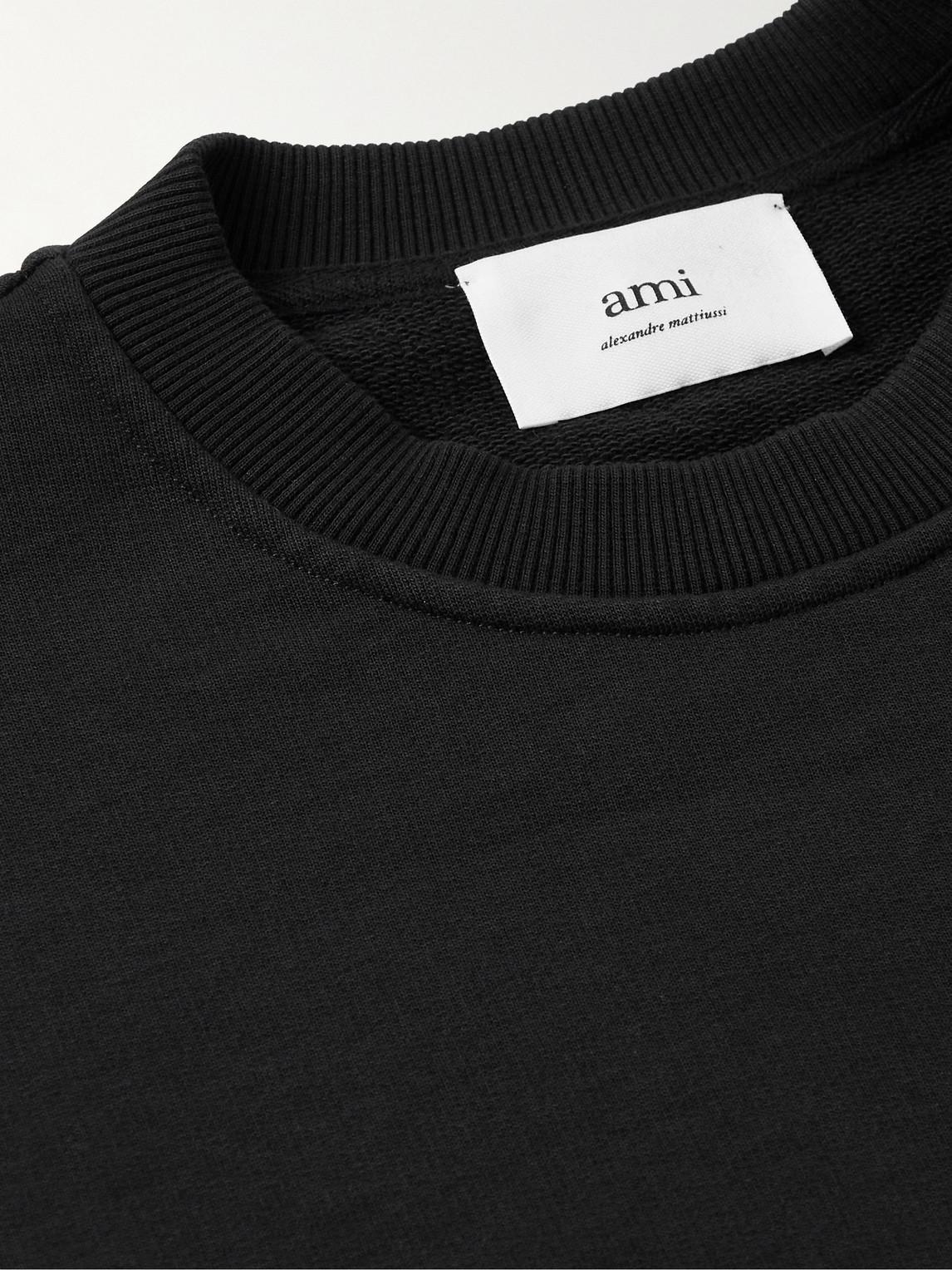 AMI ALEXANDRE MATTIUSSI Ami Classic Black Sweater With Round Neckline And Emblem Detail Product Image