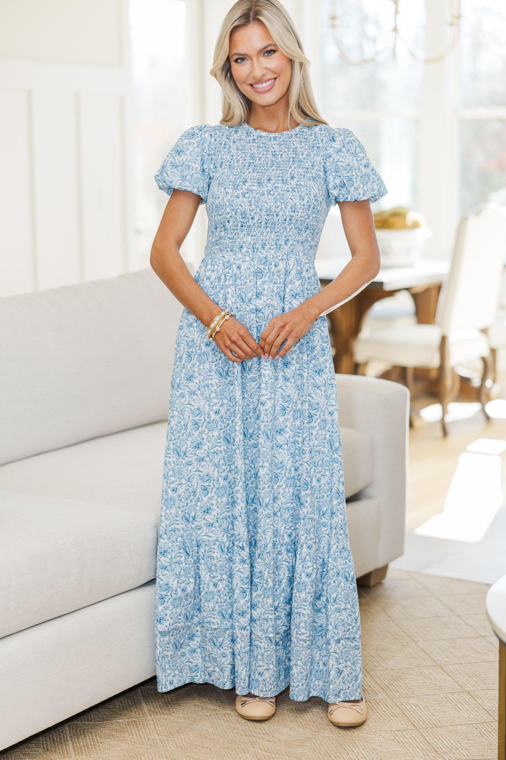 NURSING COLLECTION: Make The Right Choice Blue Floral Maxi Dress Female Product Image