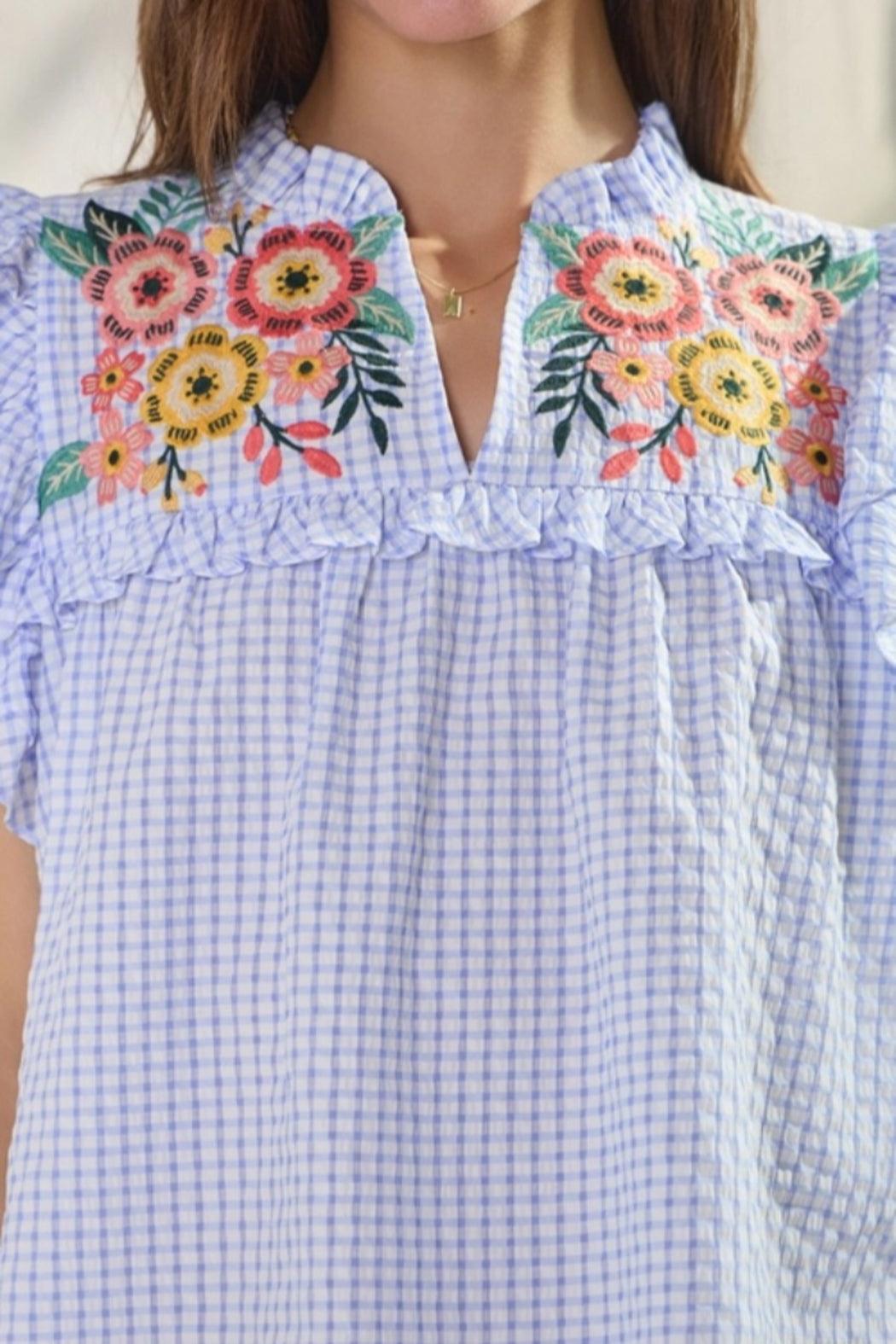 Seersucker Checkered Top Product Image