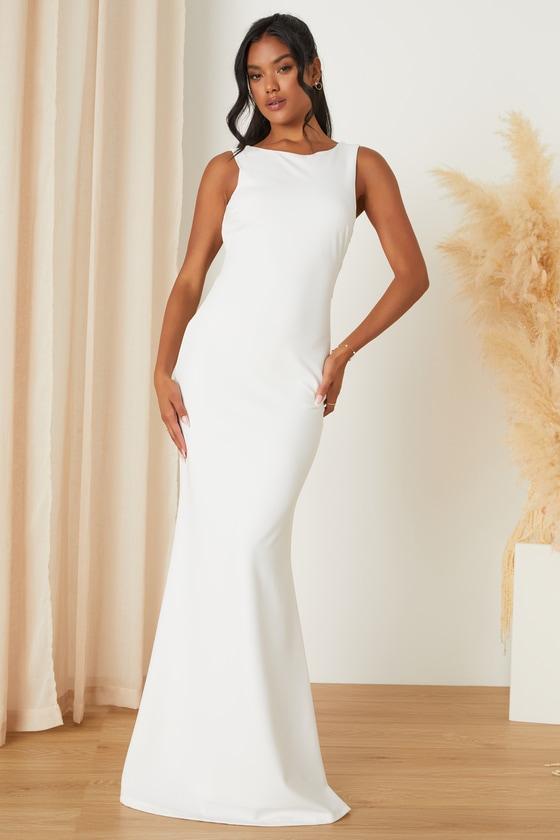 Love In Your Eyes Ivory Knotted Mermaid Maxi Dress Product Image