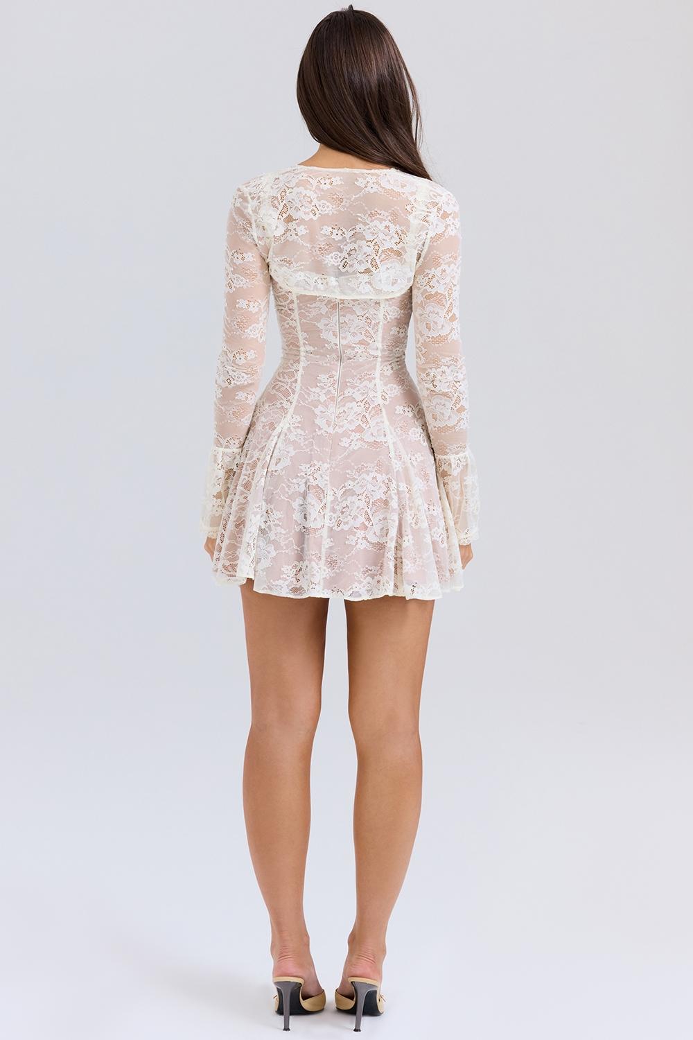 Alice  vintage cream lace mini dress Product Image