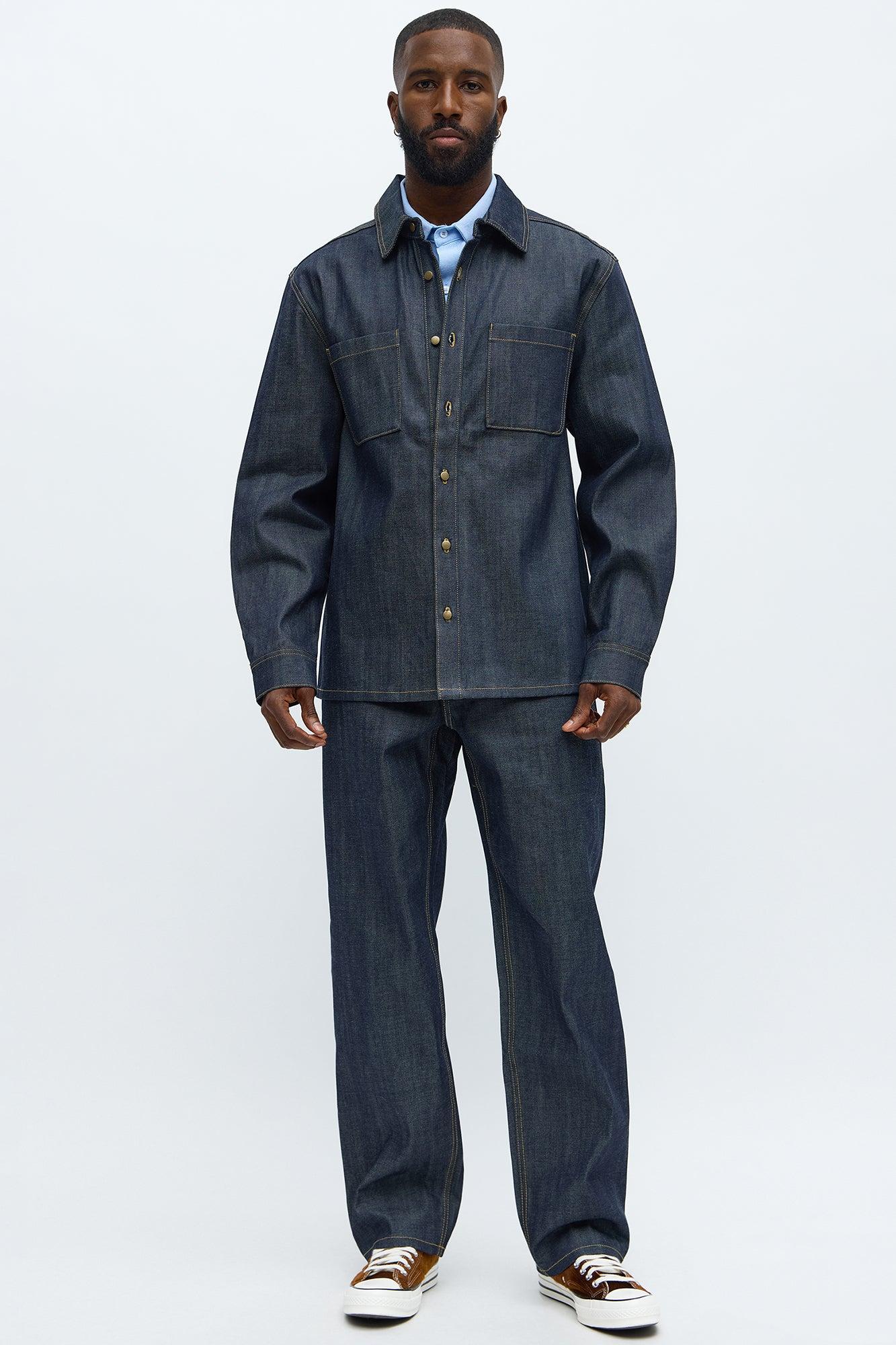 Baggy Raw Selvedge Jeans - Dark Wash Male Product Image