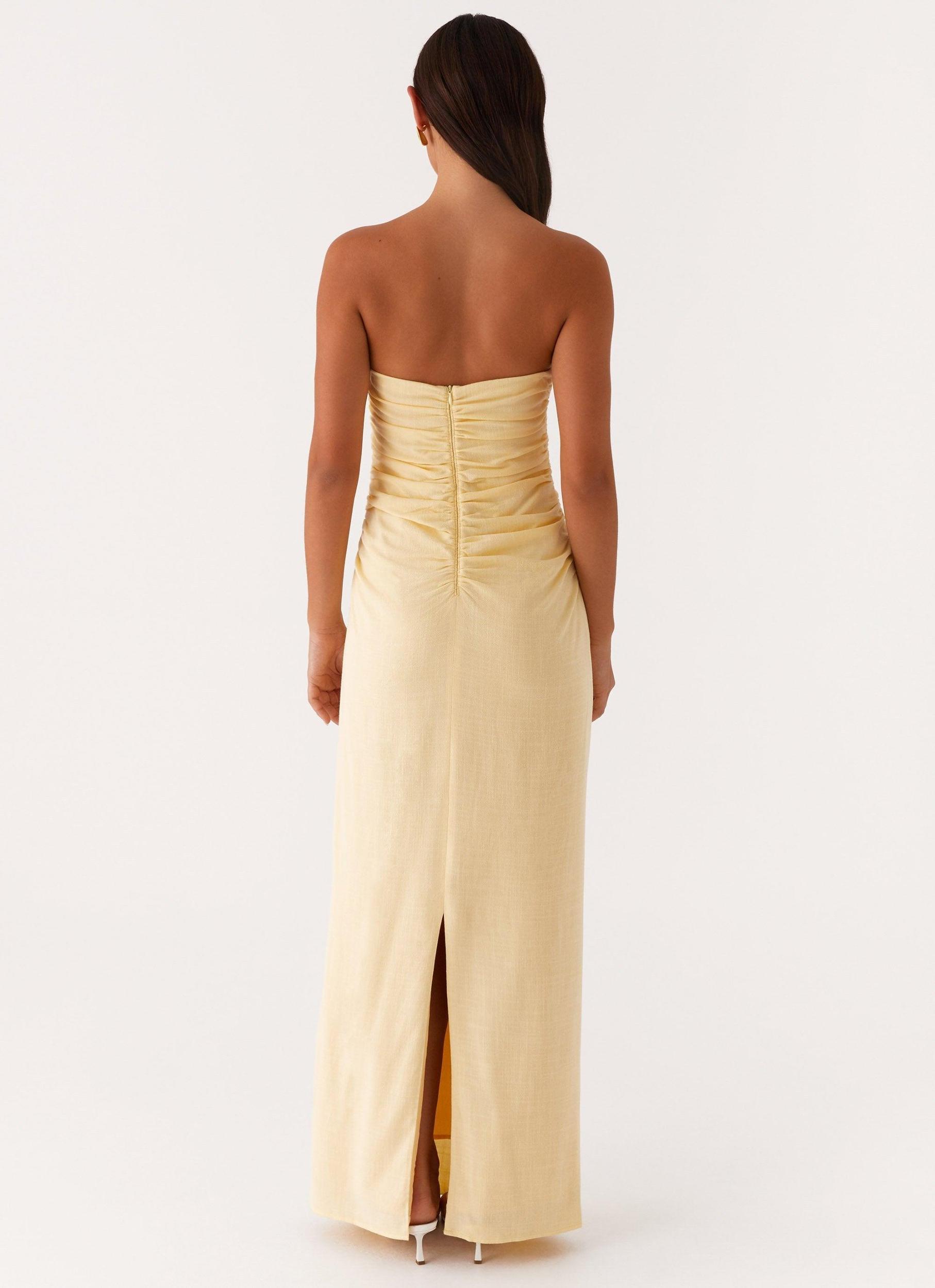 Xena Gathered Maxi Dress - Yellow Product Image