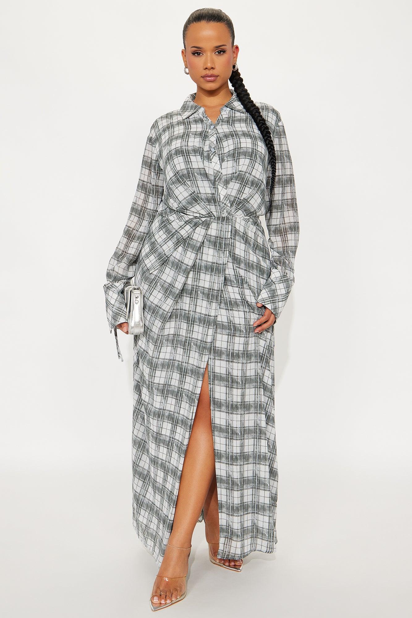 Marlee Chiffon Maxi Shirt Dress - Grey Female Product Image