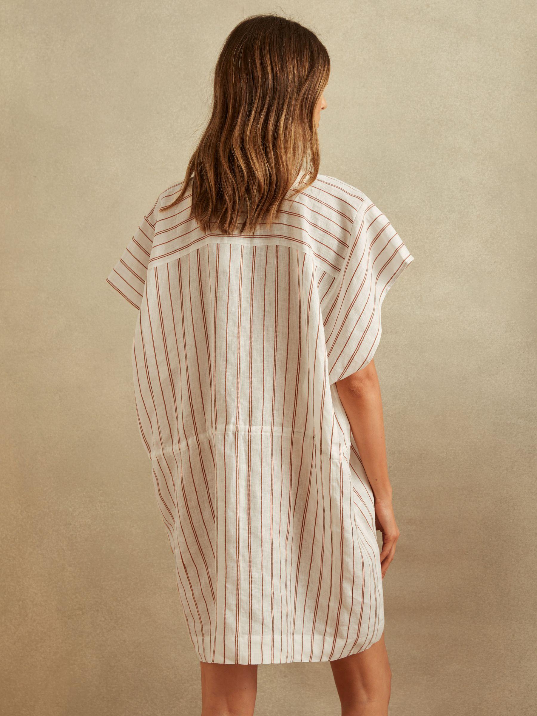 Linen-Cotton Striped Kaftan in Cream/Brown Product Image