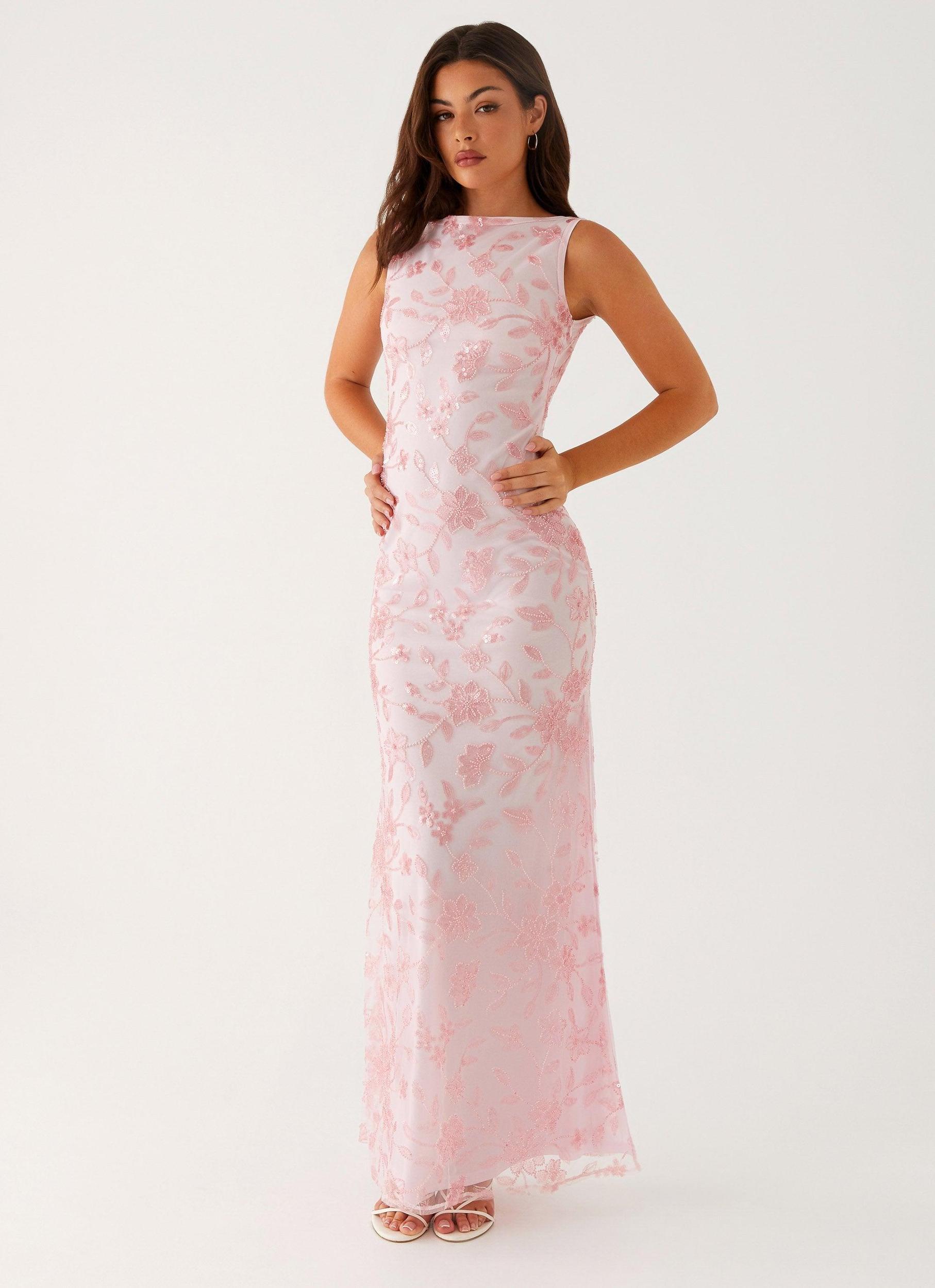 Moorey High Neck Maxi Dress - Pink Product Image