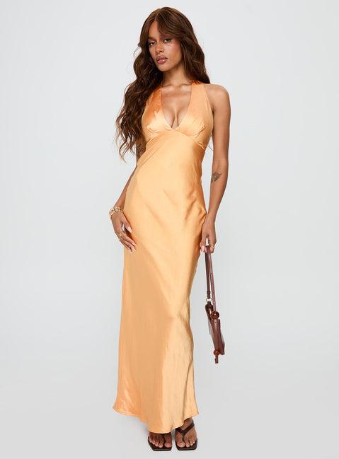 Good For You Halter Maxi Dress Orange Product Image