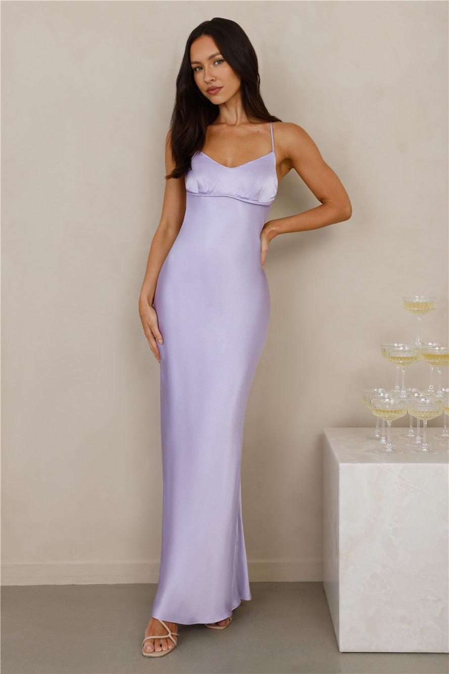 The Samara Satin Maxi Dress Lilac Product Image