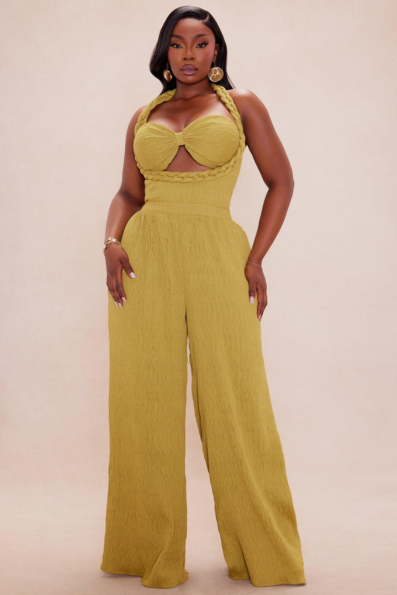 Chelsea Textured Jumpsuit - Olive Product Image