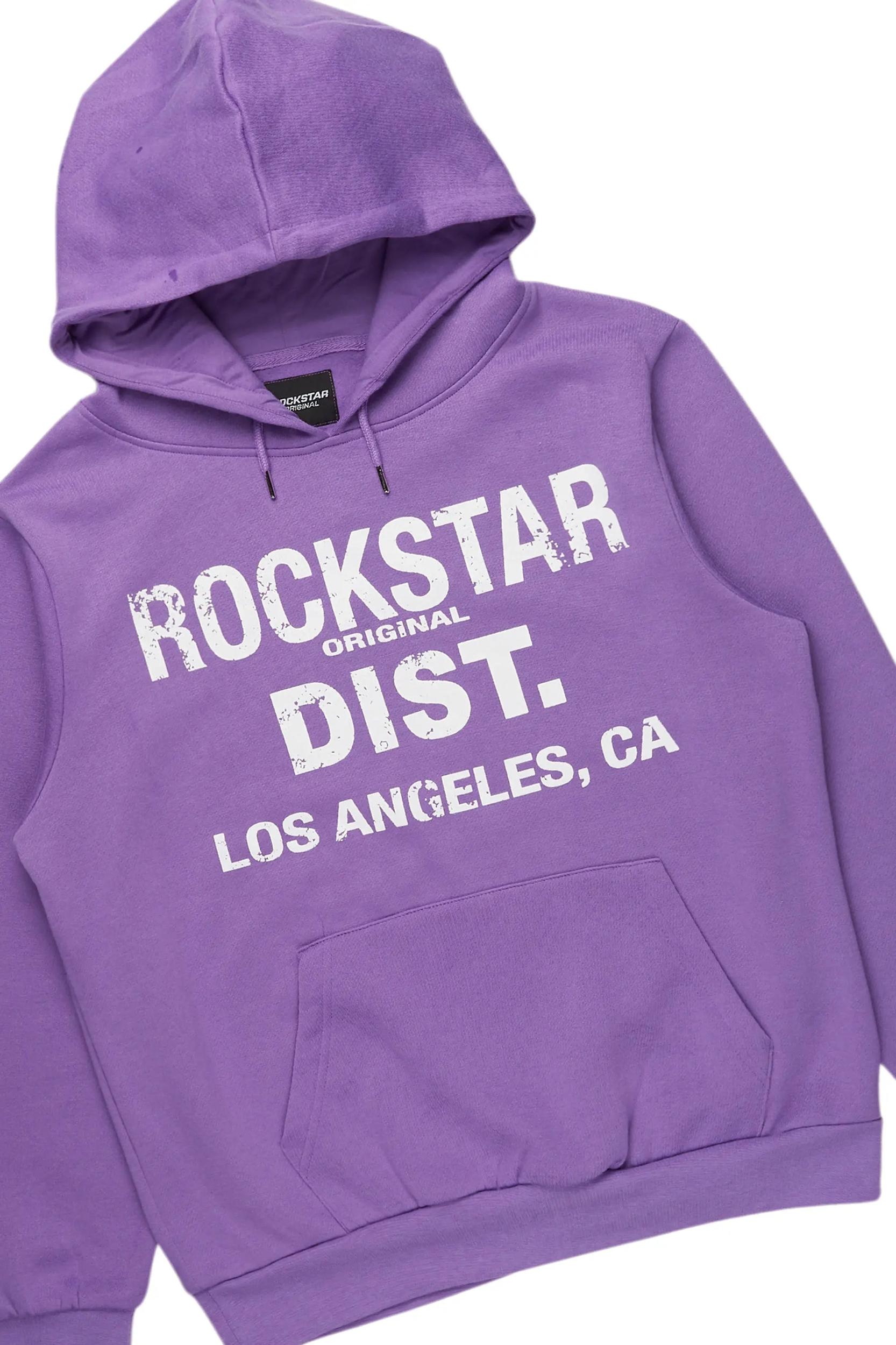 Lake Purple Hoodie/Baggy Track Pant Set Male Product Image