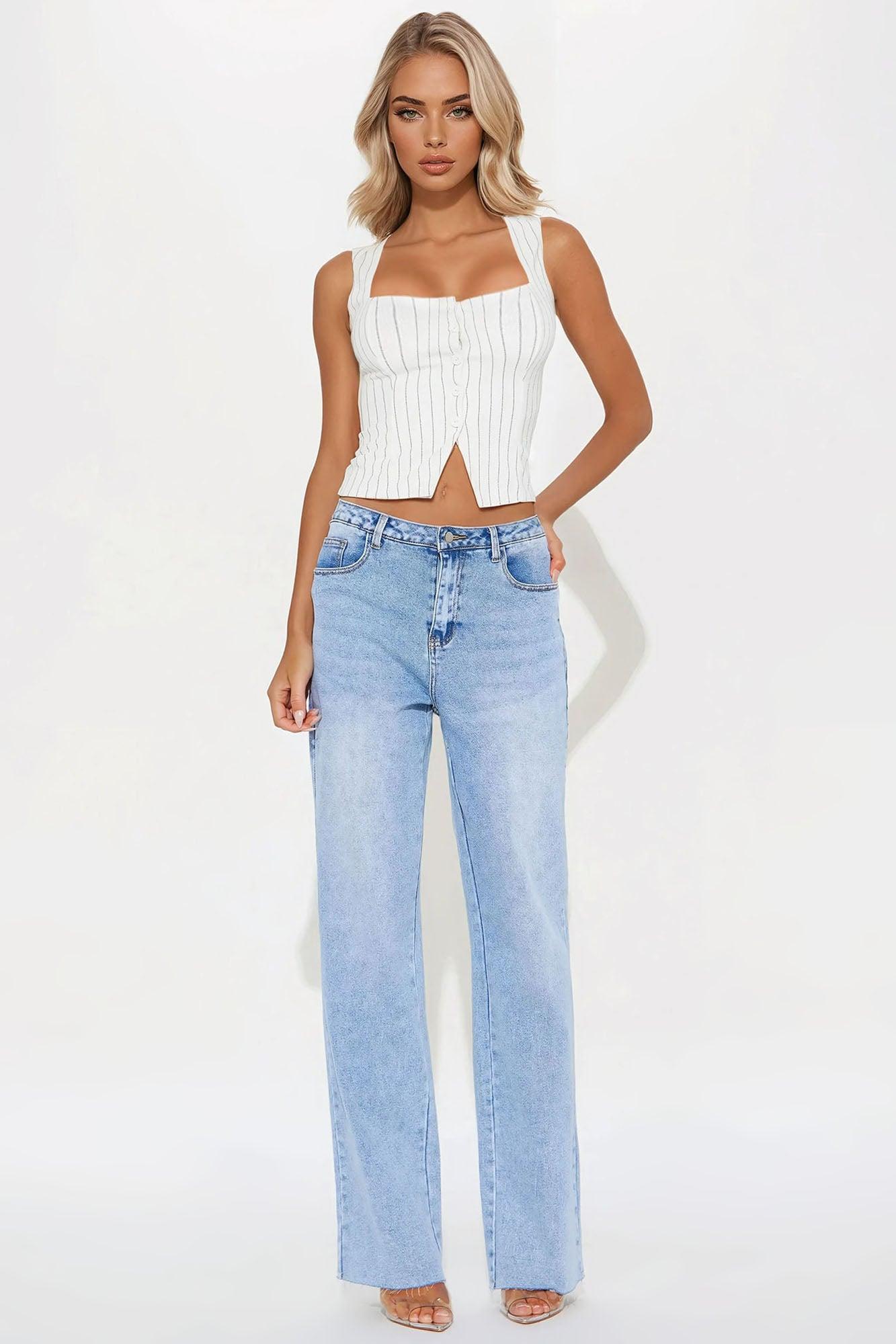 Back In The Office Vest Top - Cream/combo Product Image