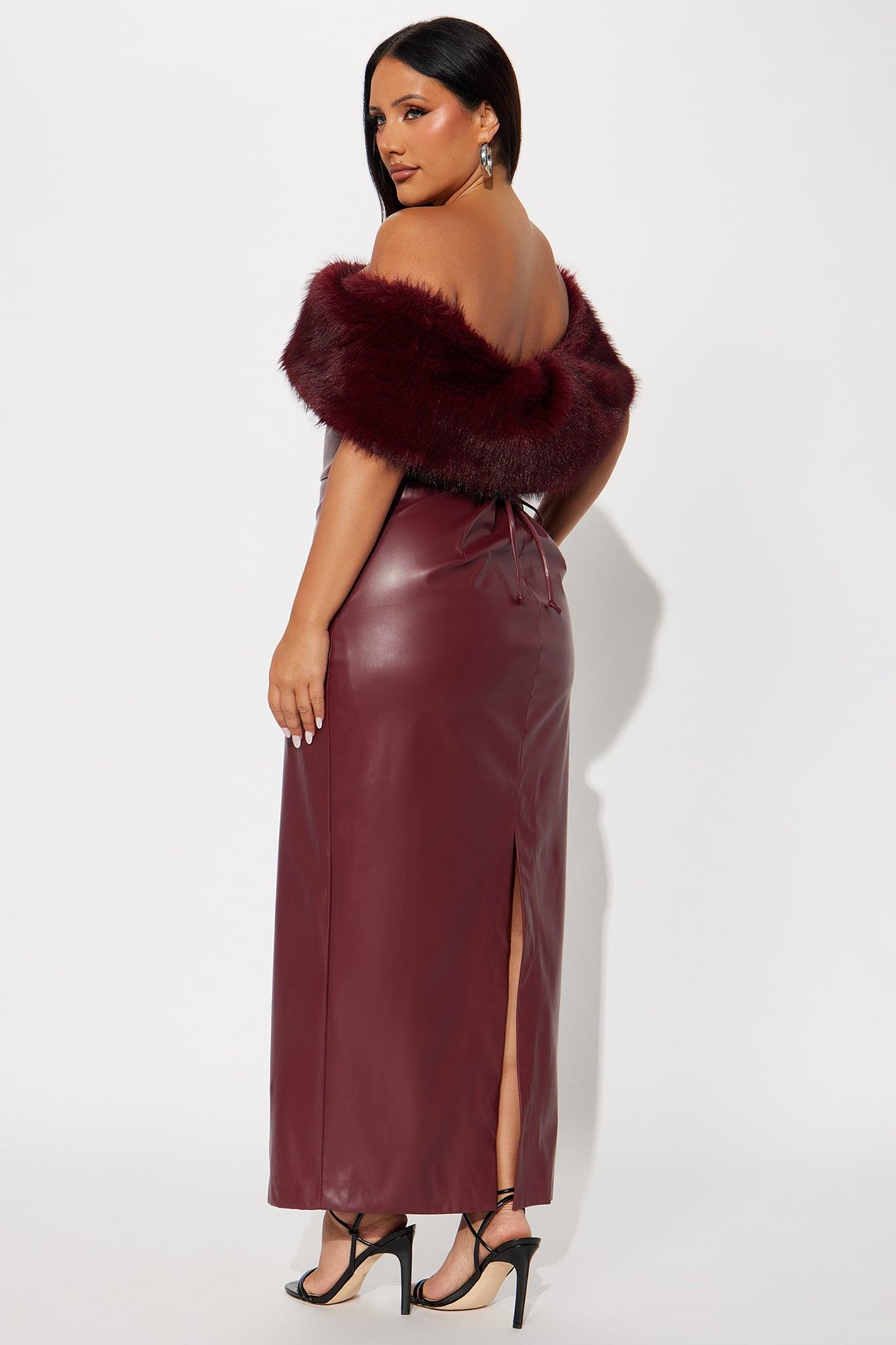 Jovie Faux Leather Maxi Dress - Burgundy Female Product Image