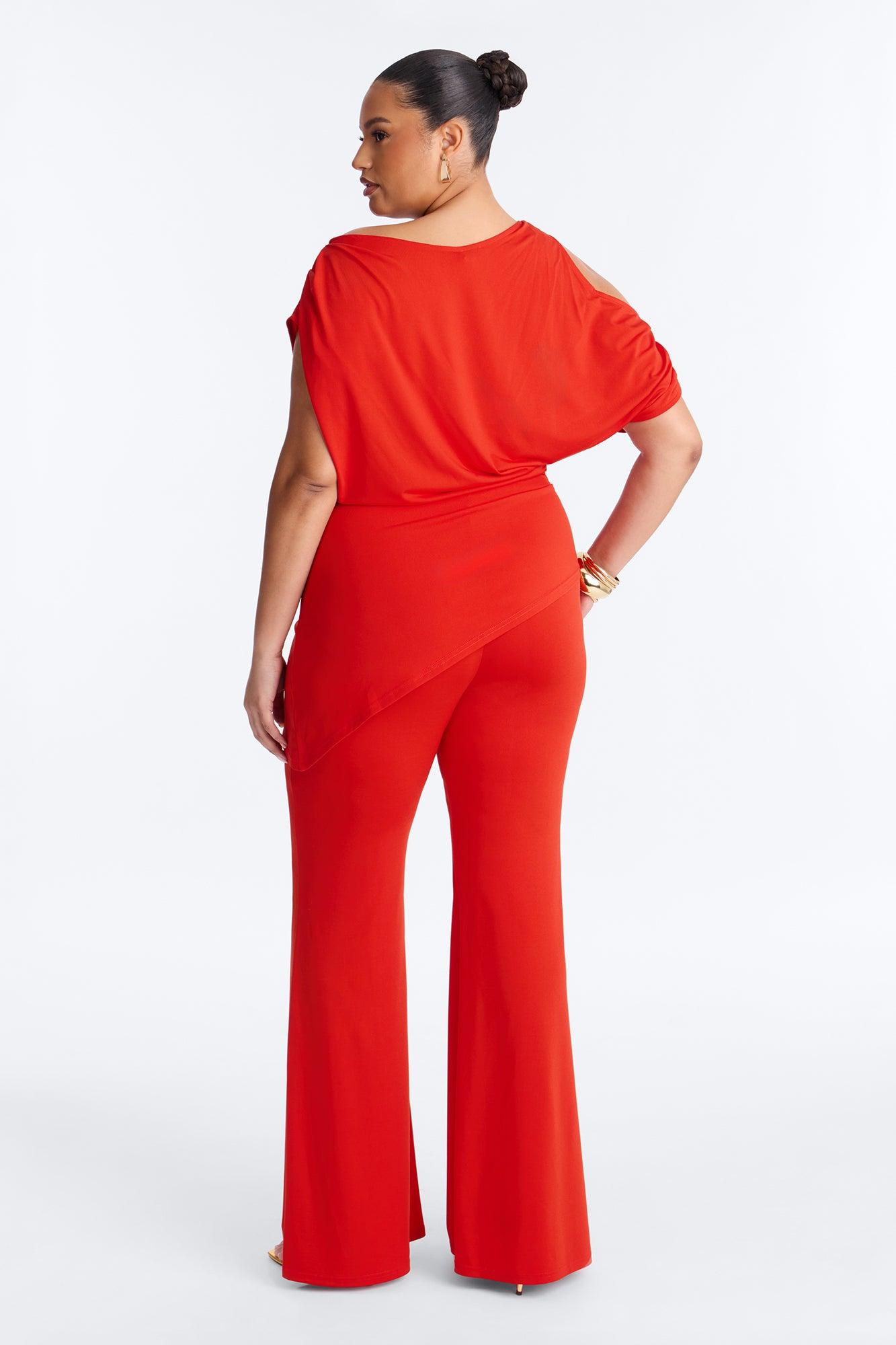 Victoria Asymmetrical Pant Set - Tomato Red Female Product Image