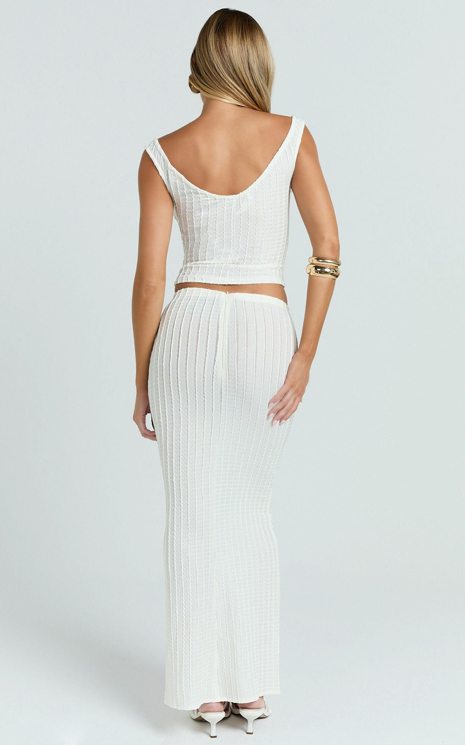 Billie Top - Textured Jersey Off Shoulder Top in Off White Product Image