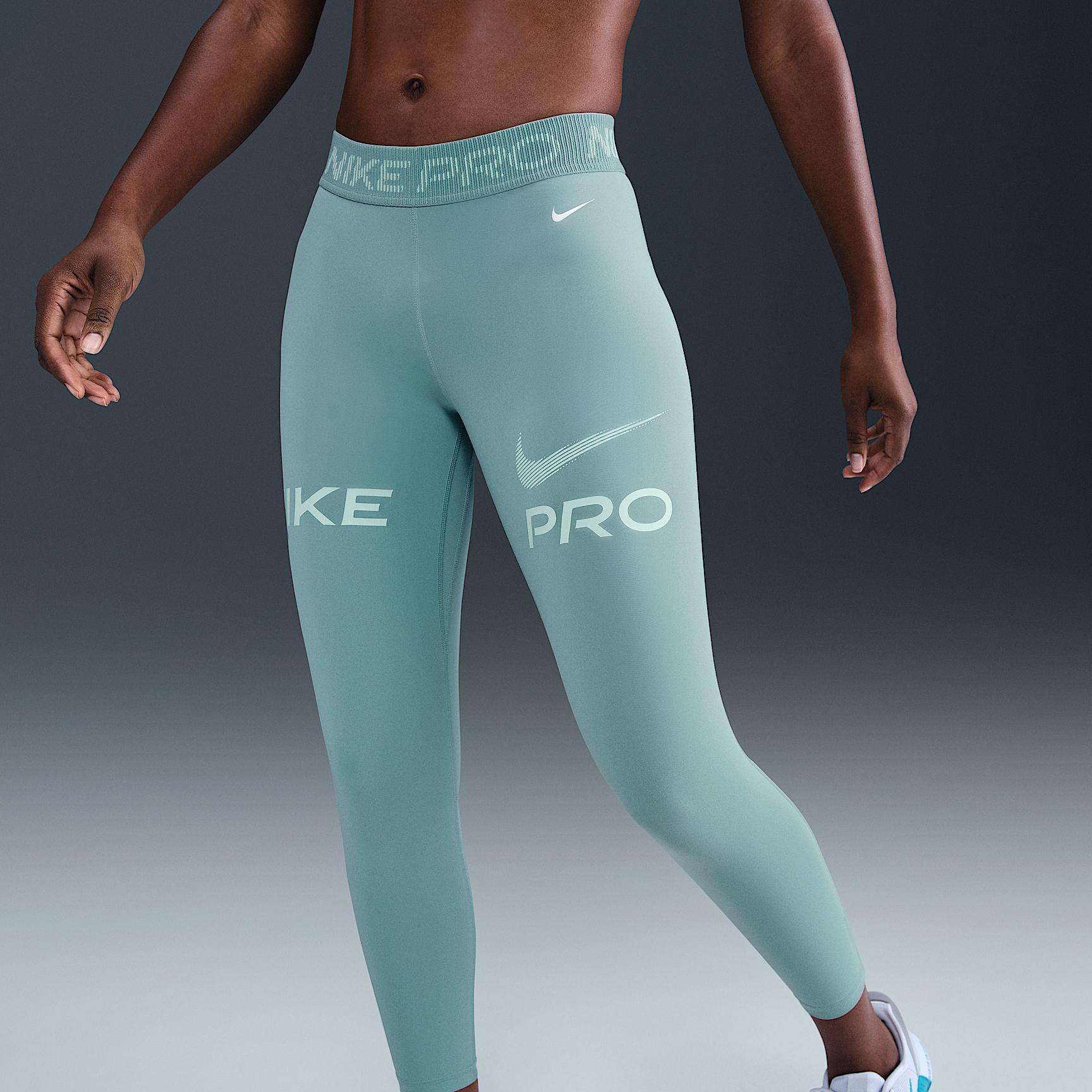 Womens Nike Pro Mid-Rise 7/8 Mesh-Panel Graphic Leggings | HV2306-010 Product Image
