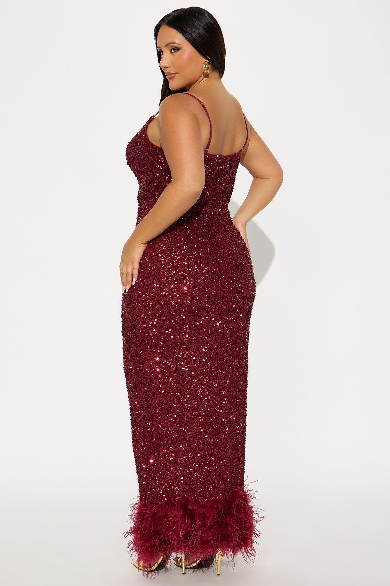 Focus Sequin Maxi Gown Dress - Wine Female Product Image