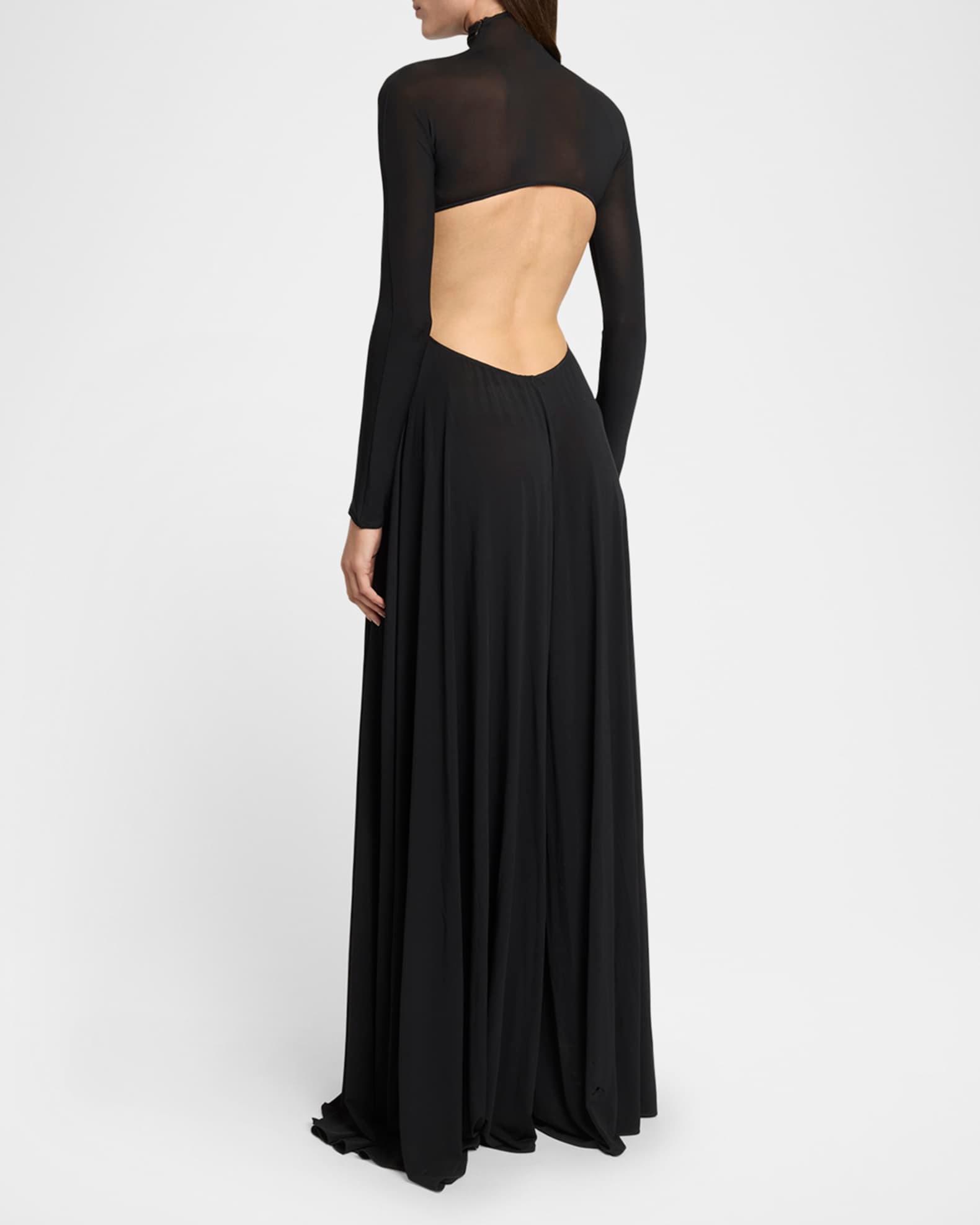 Sheer Open-Back Turtleneck Jumpsuit  Product Image