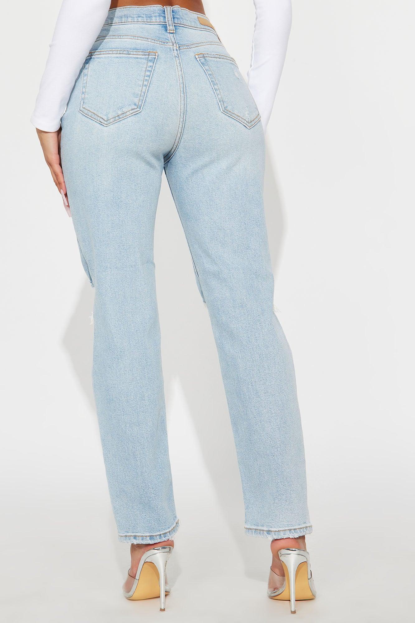 Astoria Ripped Straight Leg Jeans - Light Wash Female Product Image