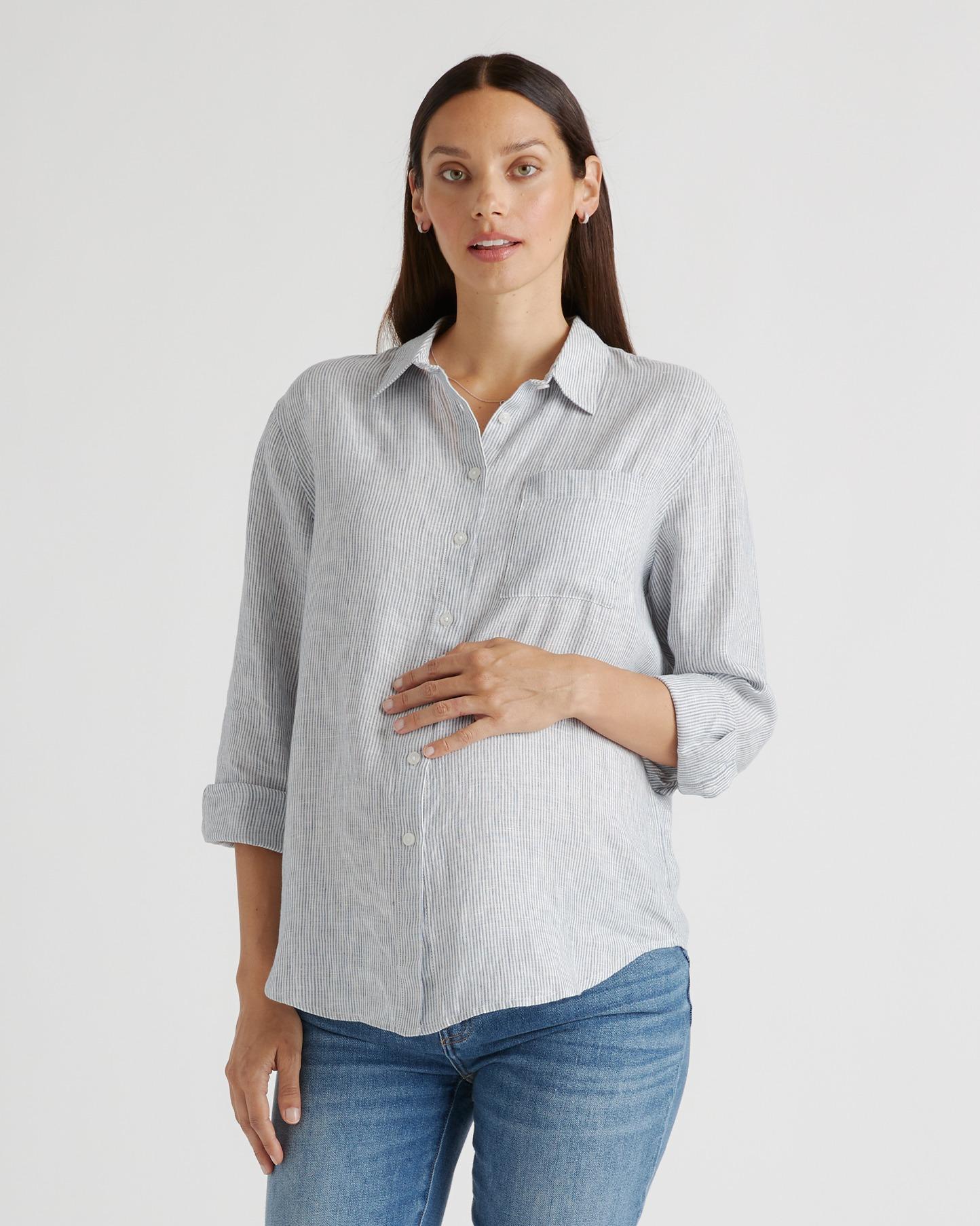 Quince | Women's 100% European Linen Maternity Long Sleeve Shirt Size XS Product Image