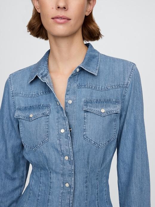 Western Denim Mini Shirtdress Product Image