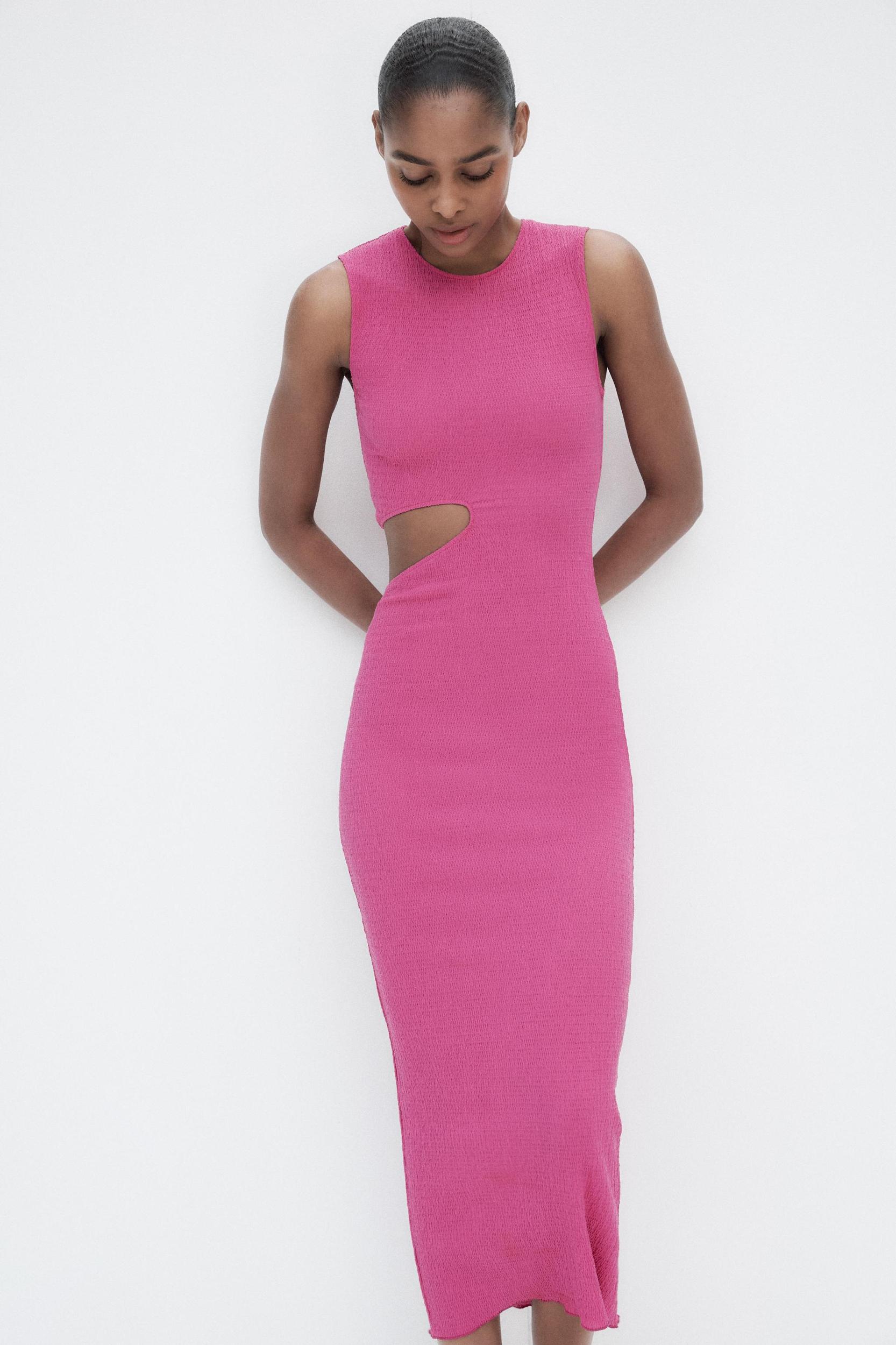 LONG TEXTURED CUT OUT DRESS Product Image
