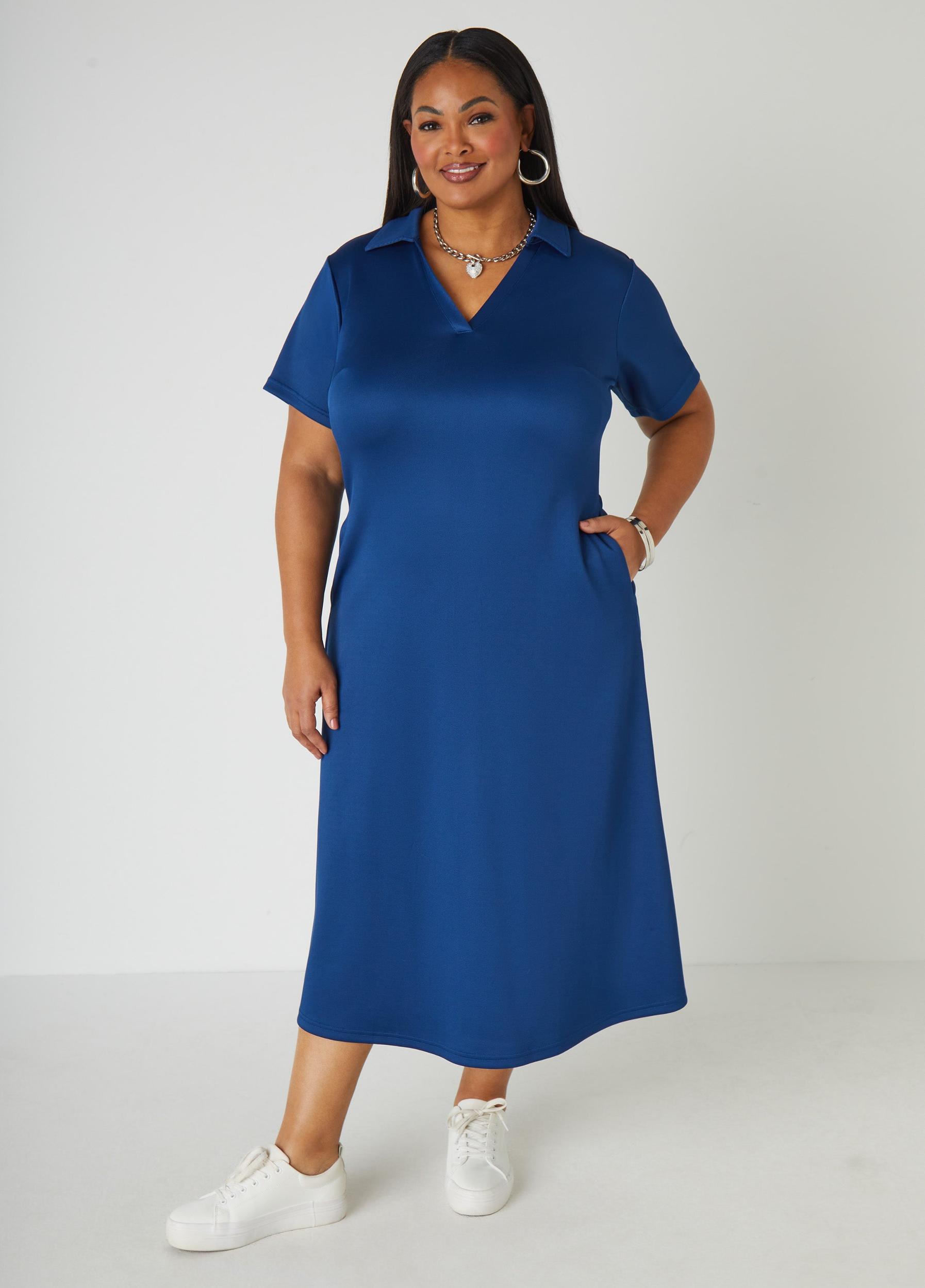 V Neck Polo Maxi Dress Product Image