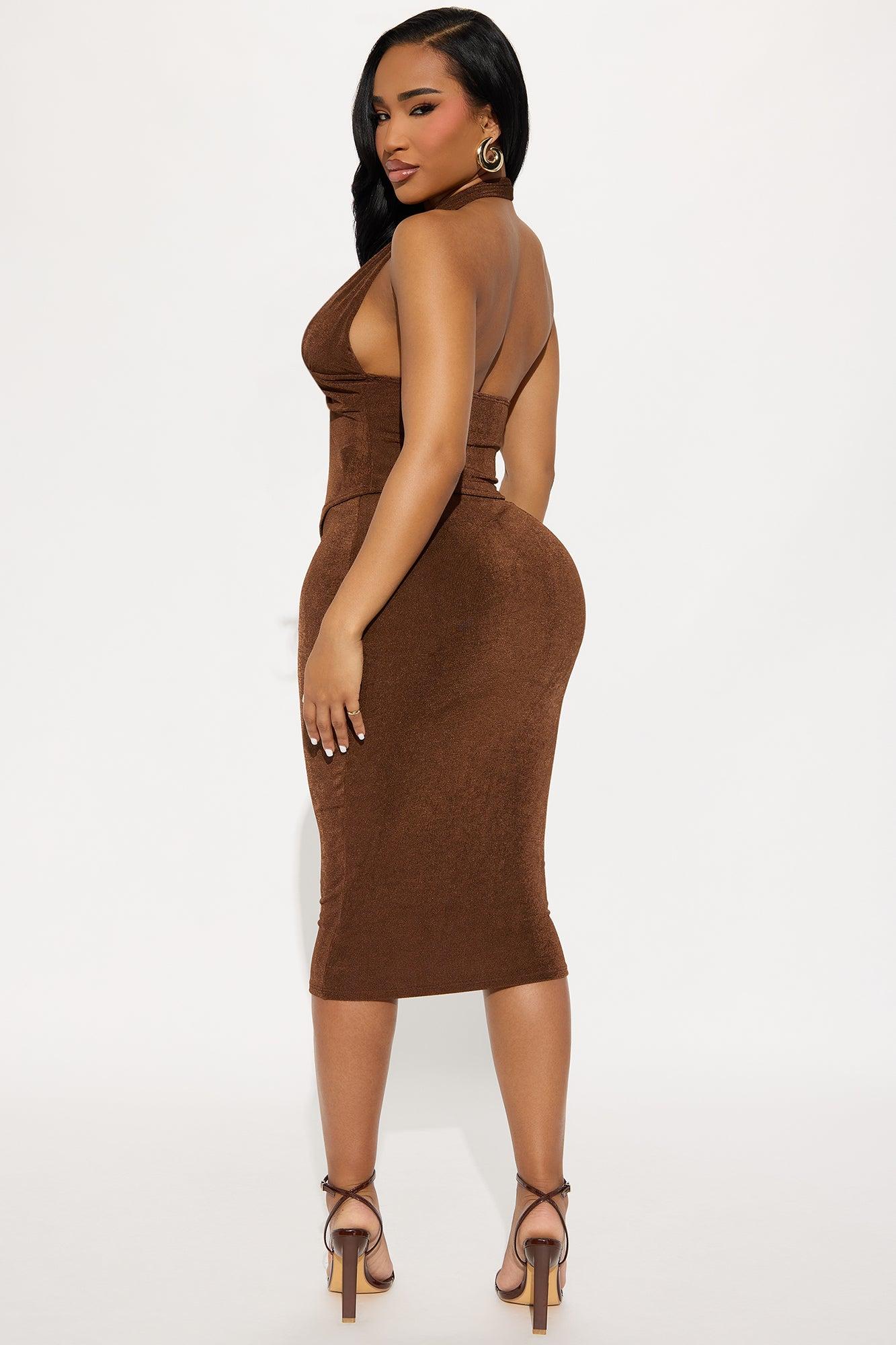 Fernanda Slinky Midi Skirt Set - Chocolate Product Image