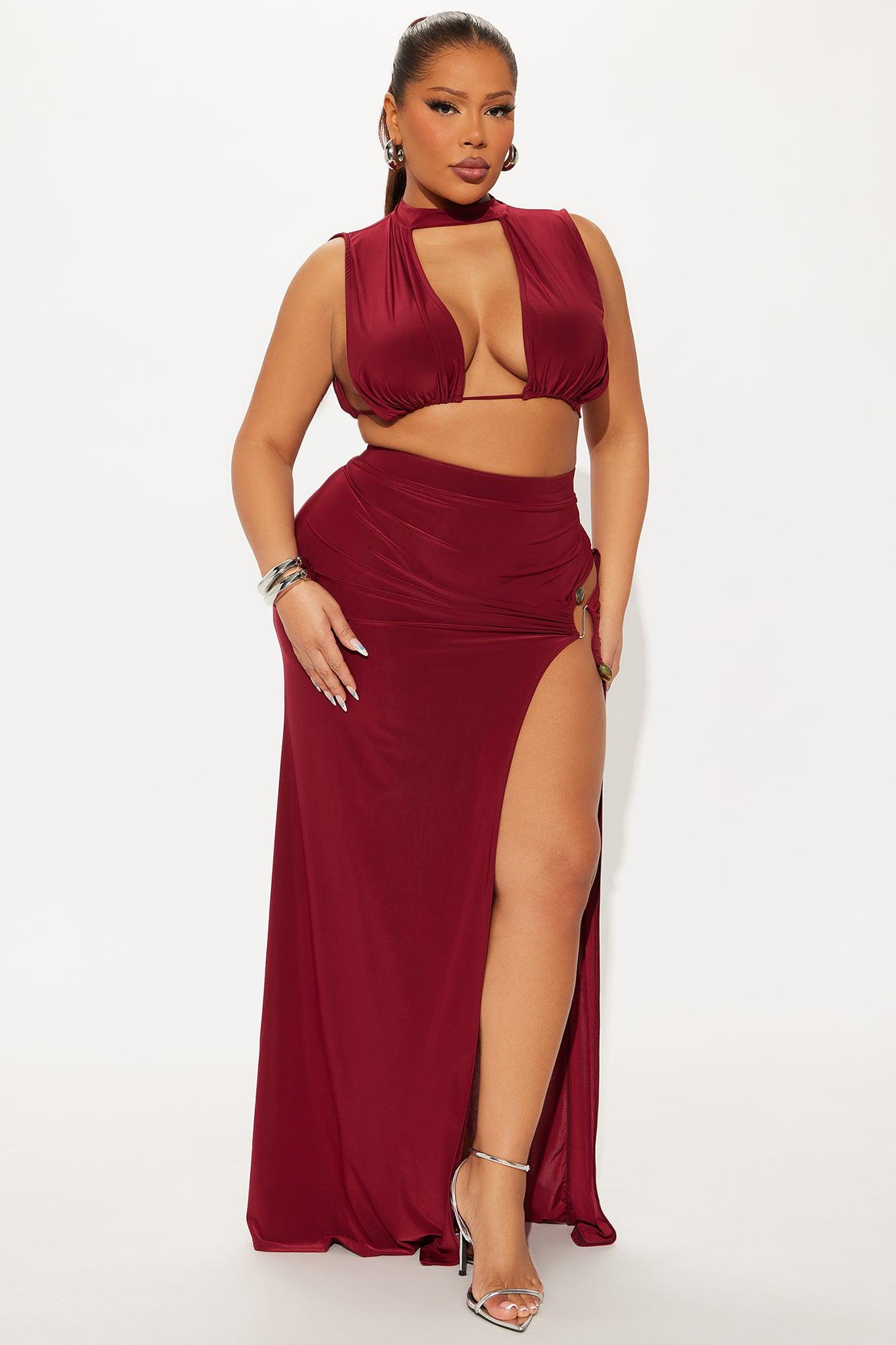 Angelina Venezia Maxi Skirt Set - Burgundy Product Image