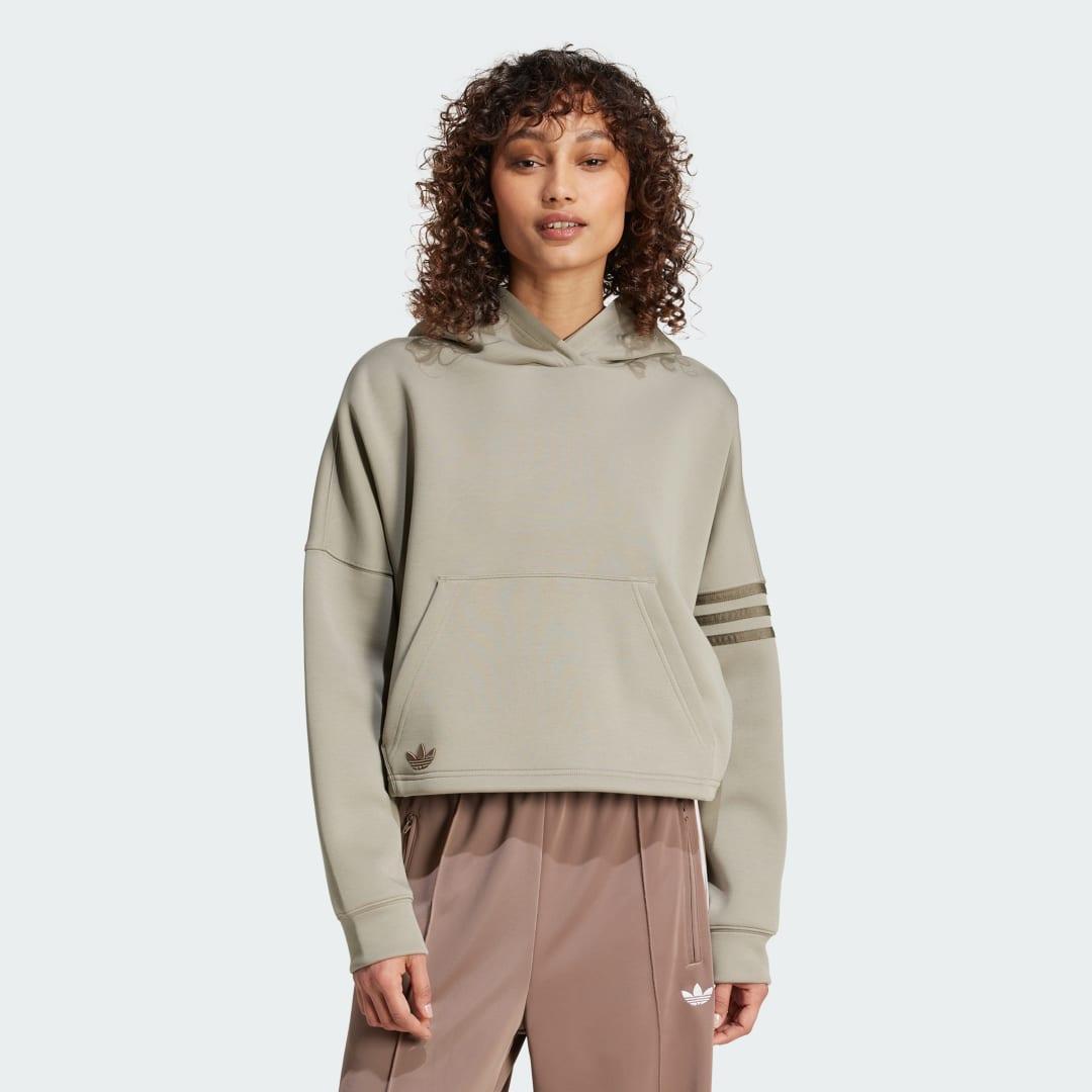 adidas Neuclassics Hoodie Silver Pebble XL Womens Product Image