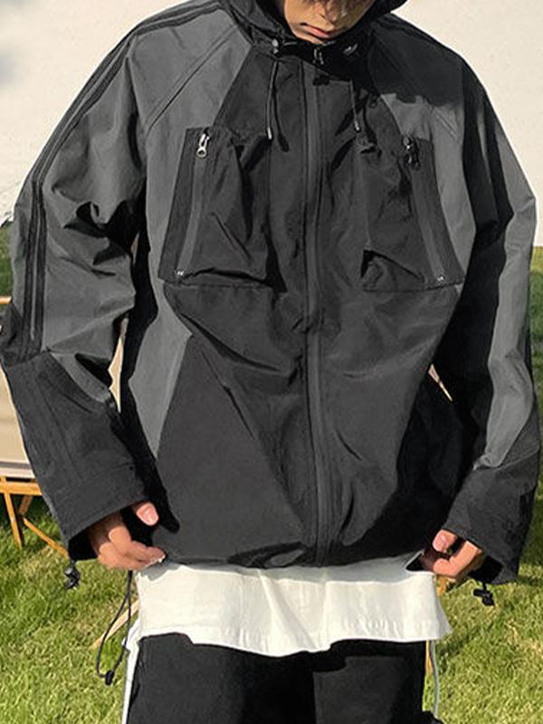 Men's Gorpcore Splice Hooded Piping Detail Jacket Product Image
