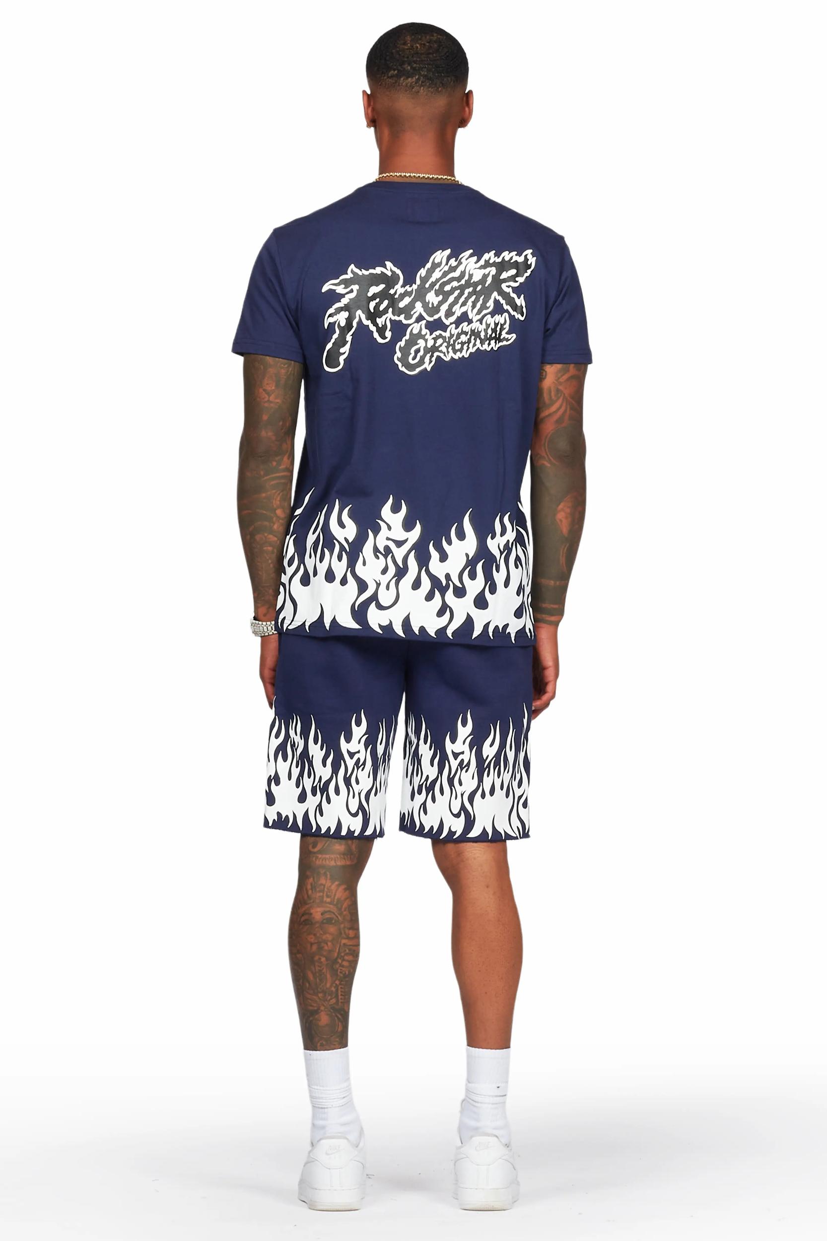 Bubble Navy T-Shirt/Short Set Male Product Image