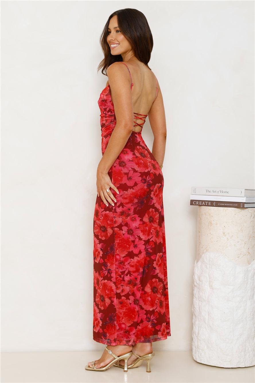 Fabulous Details Mesh Maxi Dress Red Product Image