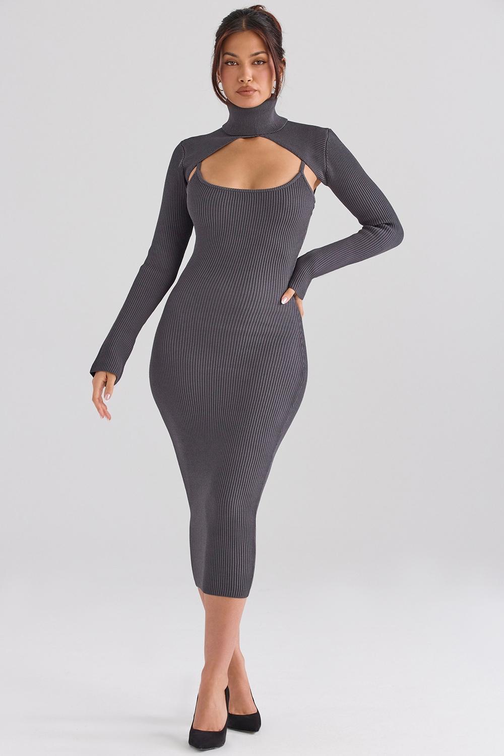 Meliora  charcoal knit midi dress - sale Product Image