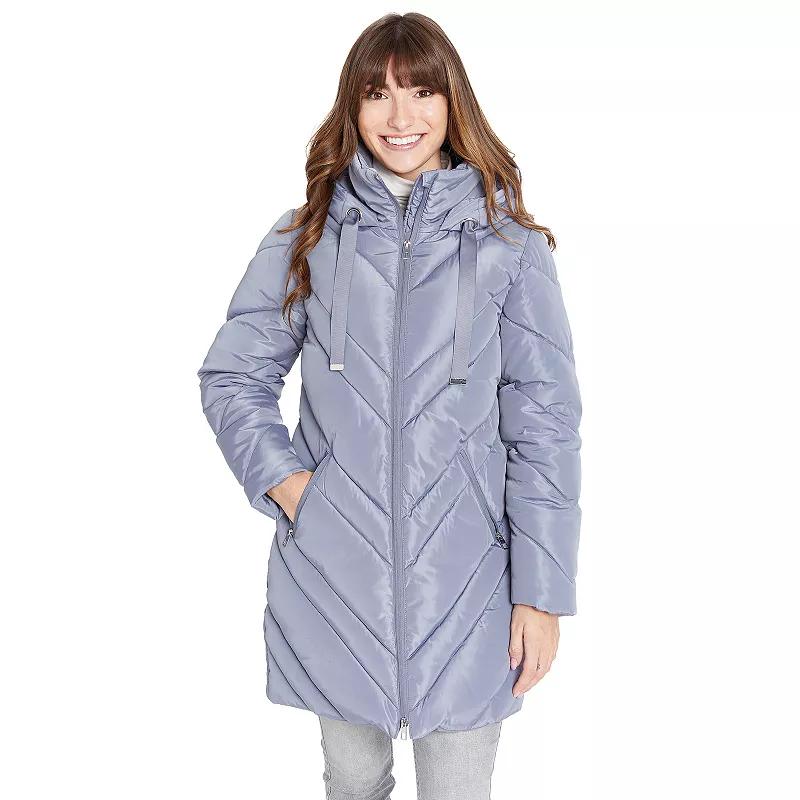 Women's Nine West Chevron Quilted Puffer Jacket,  Product Image