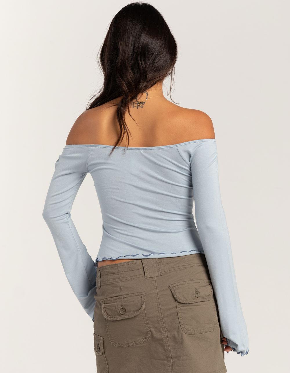 FULL TILT Cinch Womens Long Sleeve Top - LIGHT BLUE Product Image