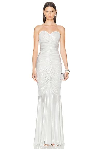 Strapless Shirred Front Fishtail Gown Product Image