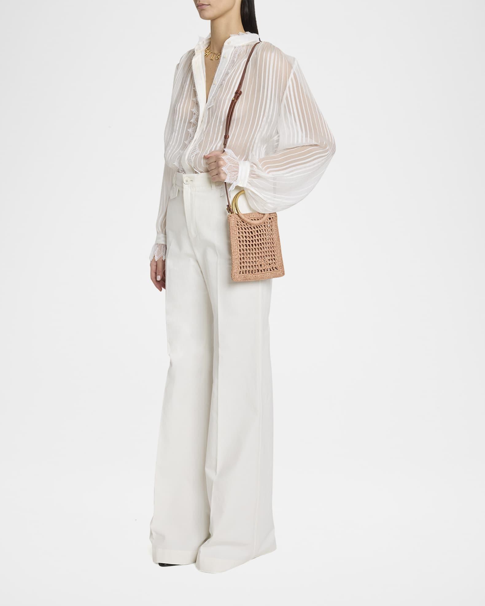 Summer Banana Tote Bag in Crochet Paper and Leather  Product Image