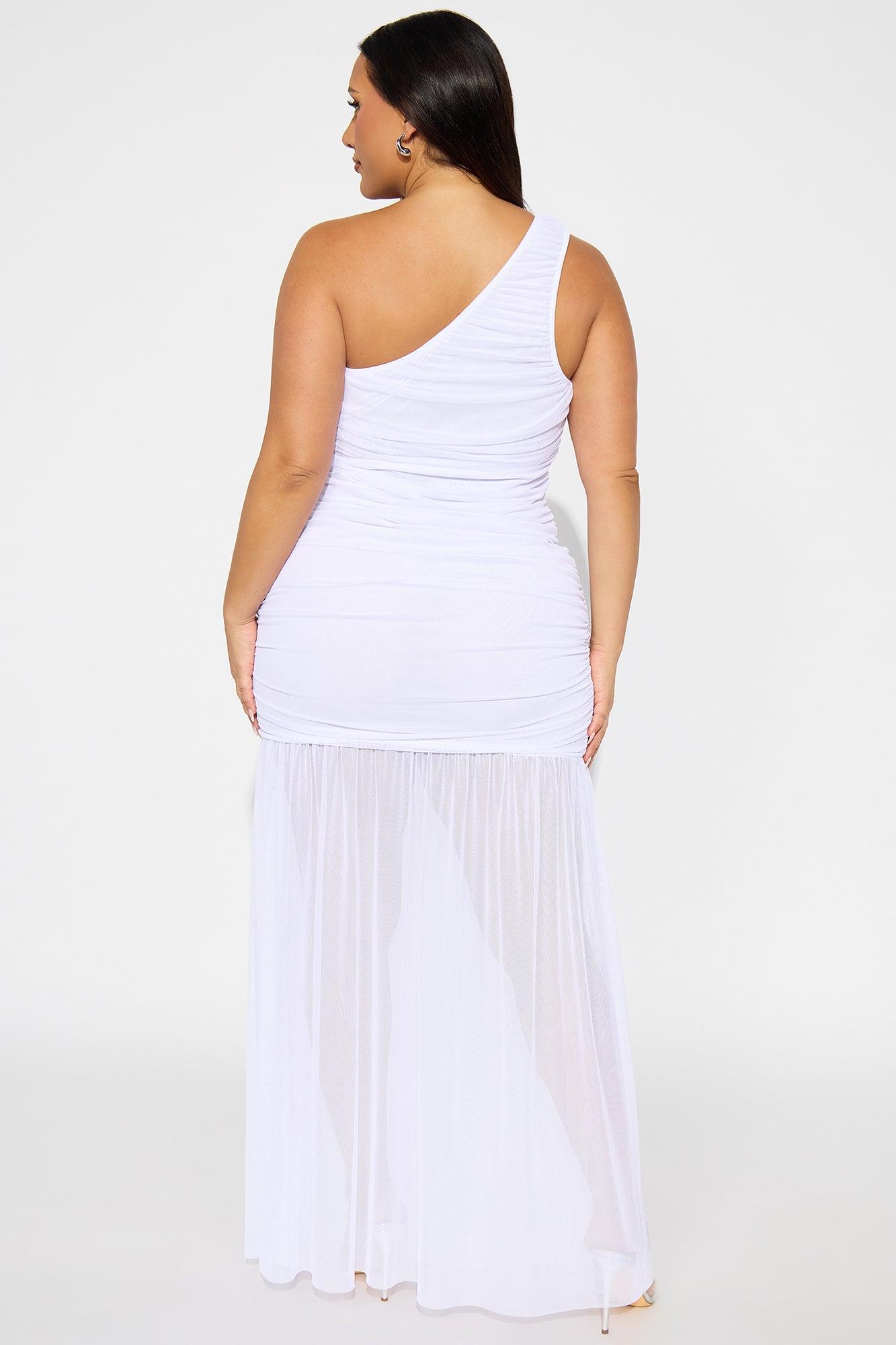 Tayana Ruched One Shoulder Maxi Dress - White Female Product Image