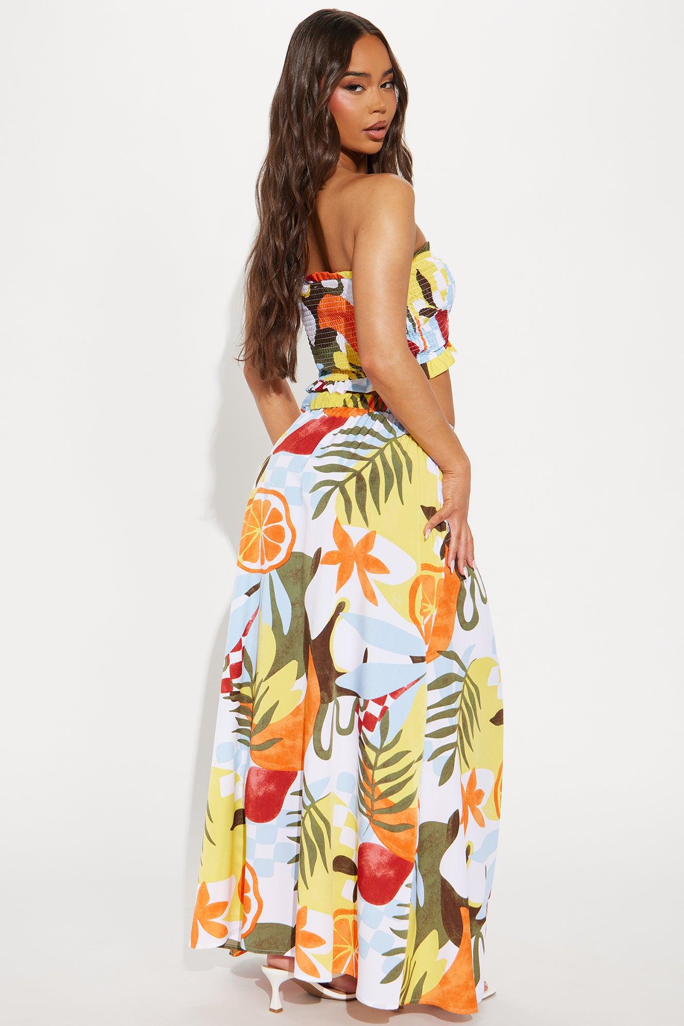 Tropical Walkway Maxi Skirt Set - Multi Color Product Image