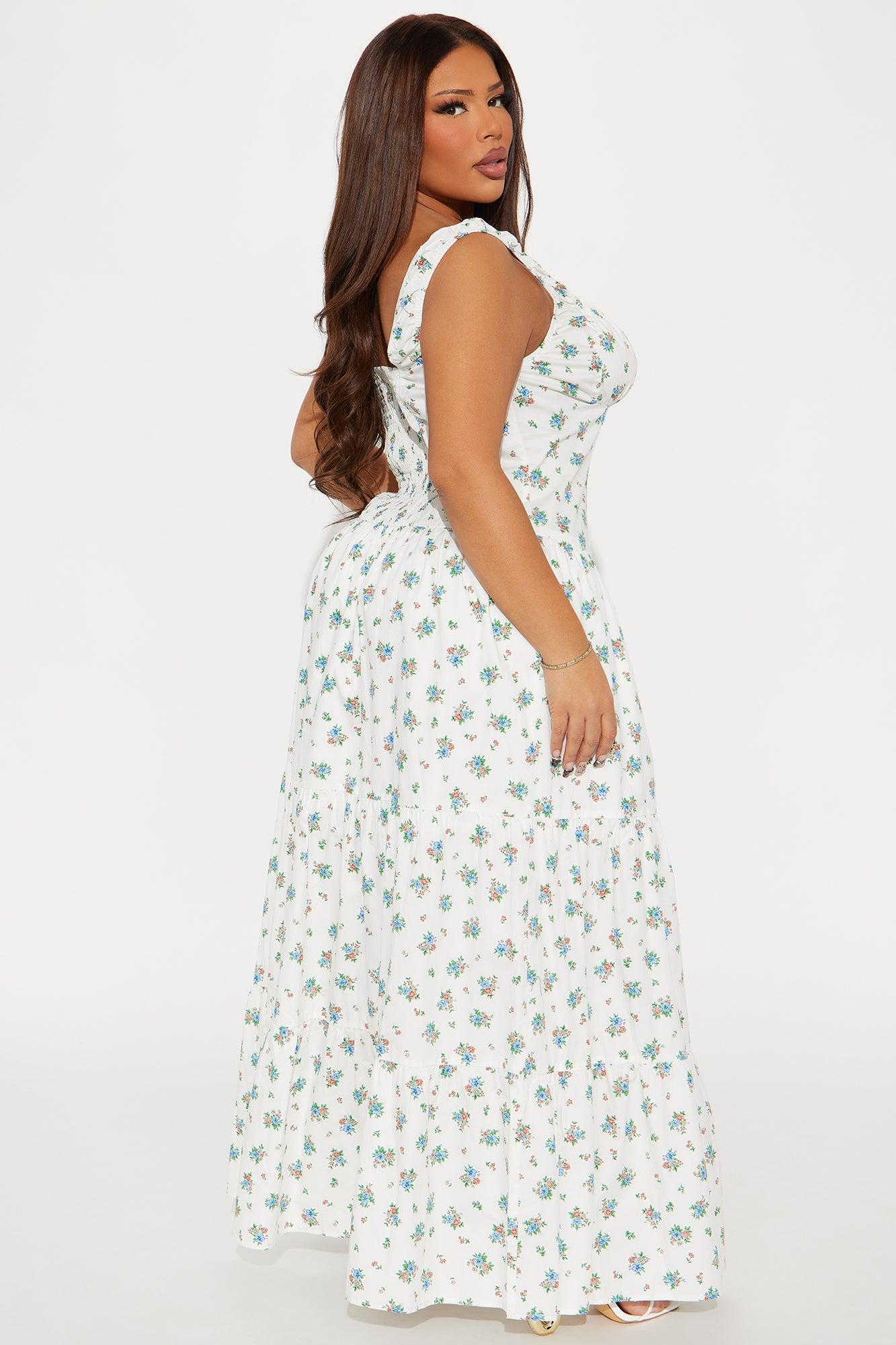 Jennifer Poplin Maxi Dress - White/combo Product Image