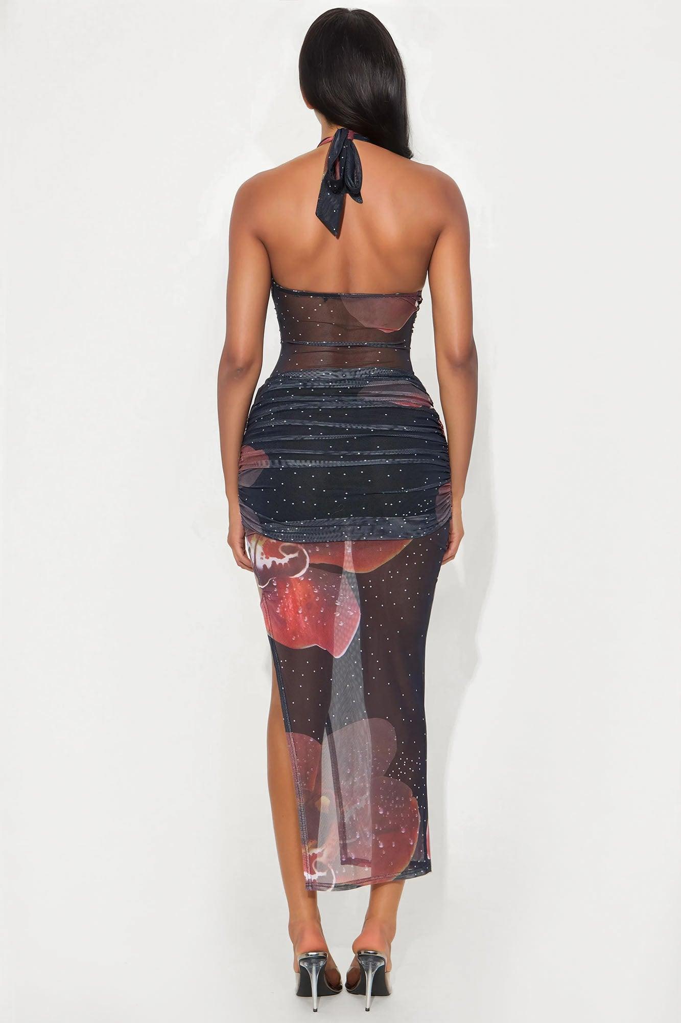 Rayna Mesh Maxi Dress - Black/combo Female Product Image