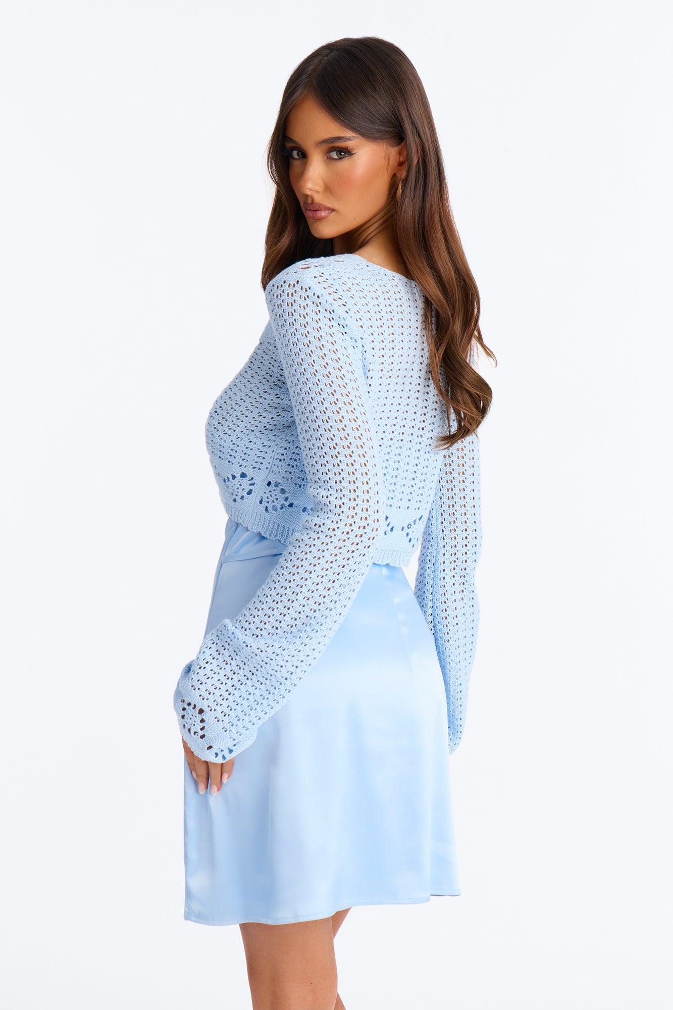 Sunkissed Crochet Mini Dress Set - Blue Female Product Image