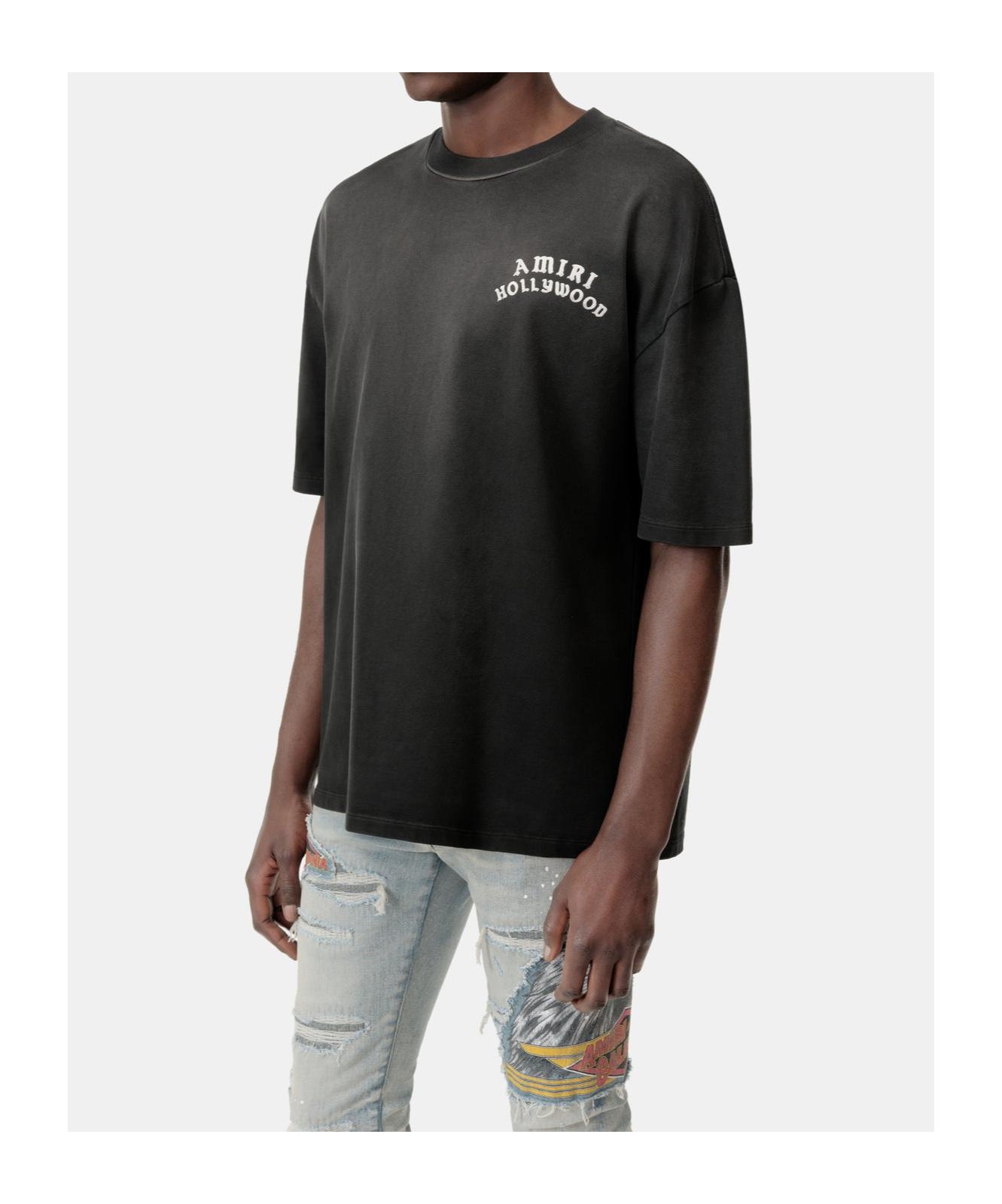 AMIRI Black Crewneck T-shirt With Logo Lettering On Front And Rear Product Image
