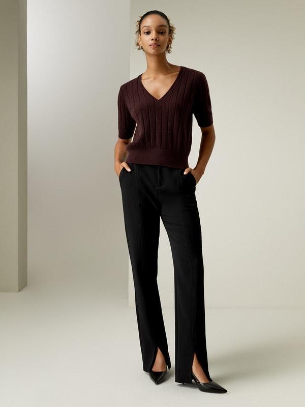 LILYSILK Womens Cashmere Sweater - Medium Gray Pure Cashmere - Comfortable V-Neck Top M Product Image