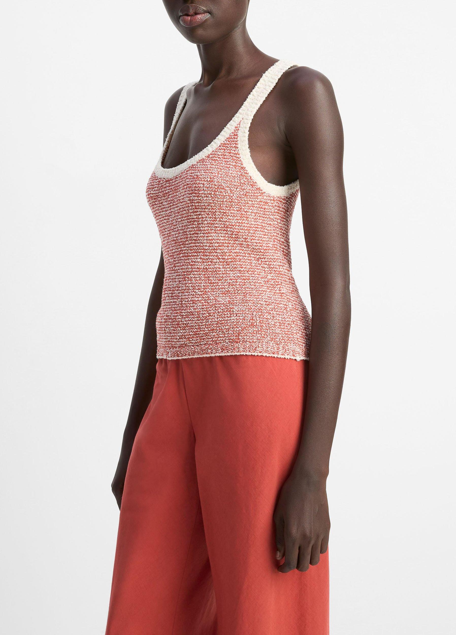 Textured Micro-Stripe Italian Cotton-Blend Sweater Tank Product Image