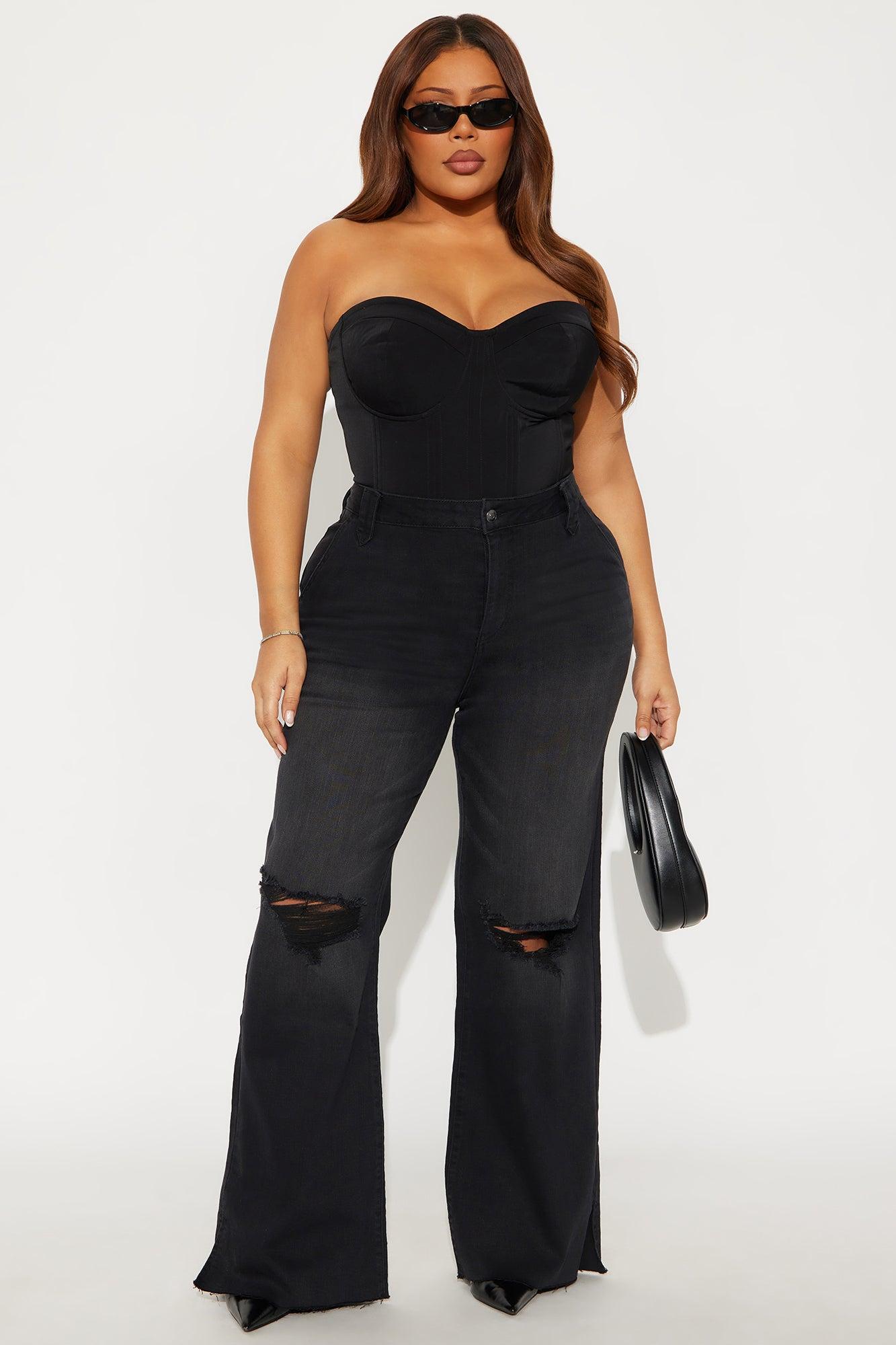 Doubling Down Ripped Flare Jeans - Black Wash Female Product Image