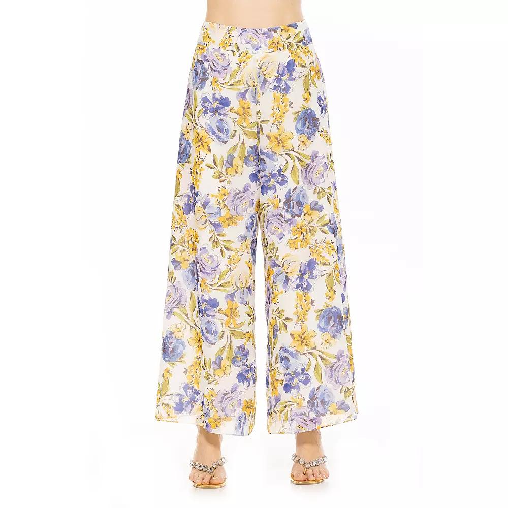 Women's ALEXIA ADMOR Imogen Wide Leg Chiffon Pants, Size: 8, Garden Pink Product Image