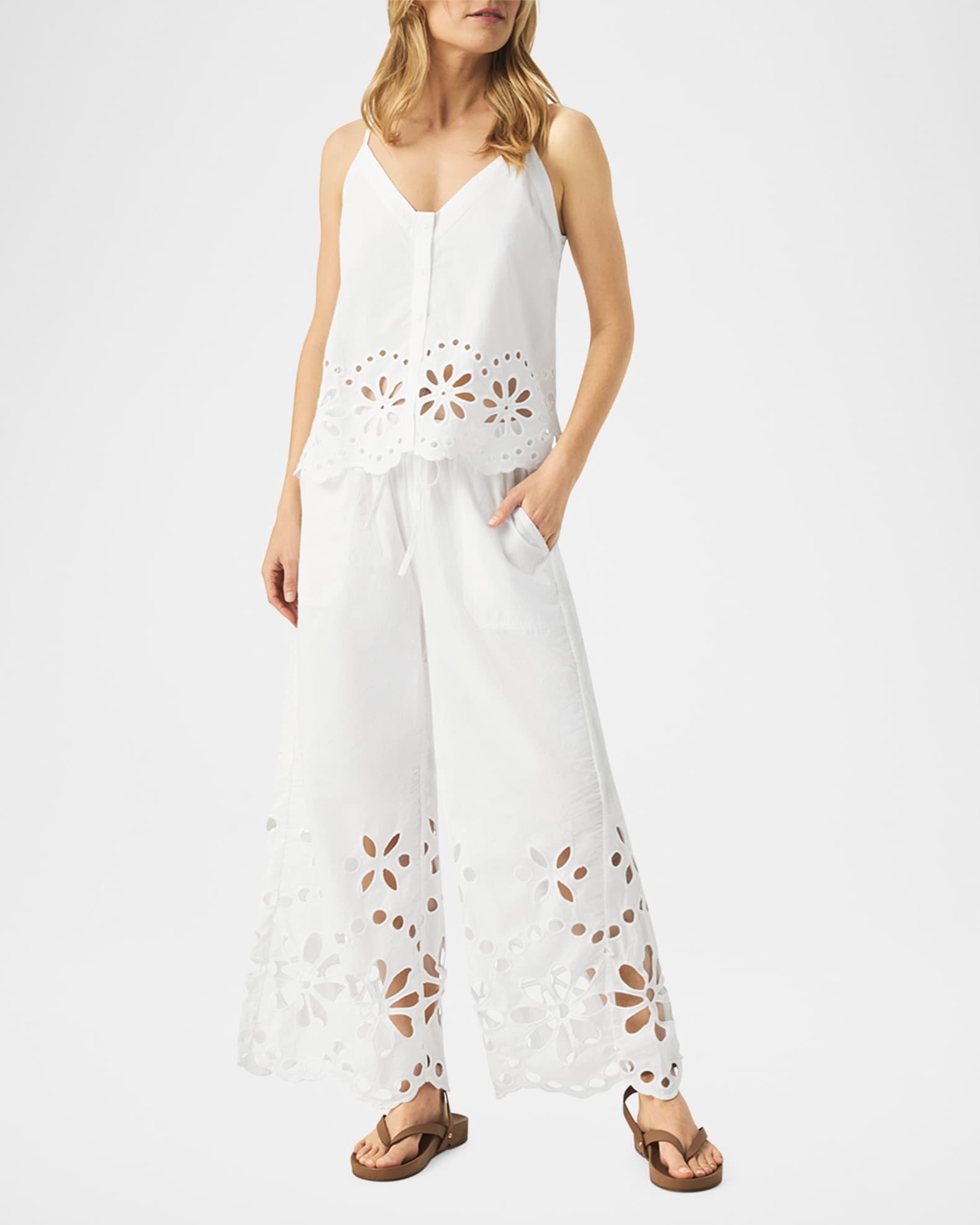 Emma Eyelet Wide-Leg Pants Product Image