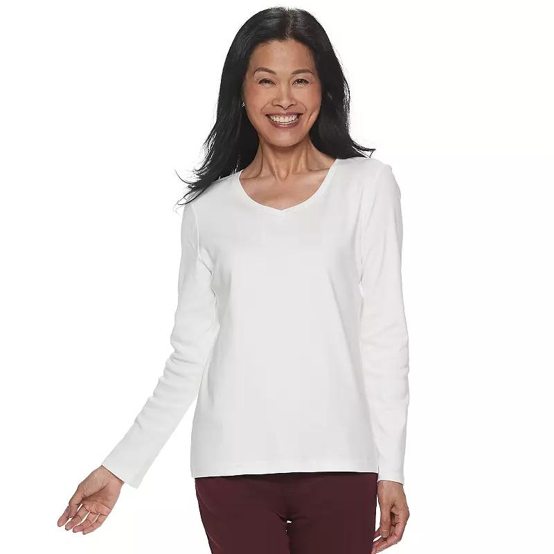 Women's Croft & Barrow® Essential Long Sleeve V-Neck Tee,  Product Image