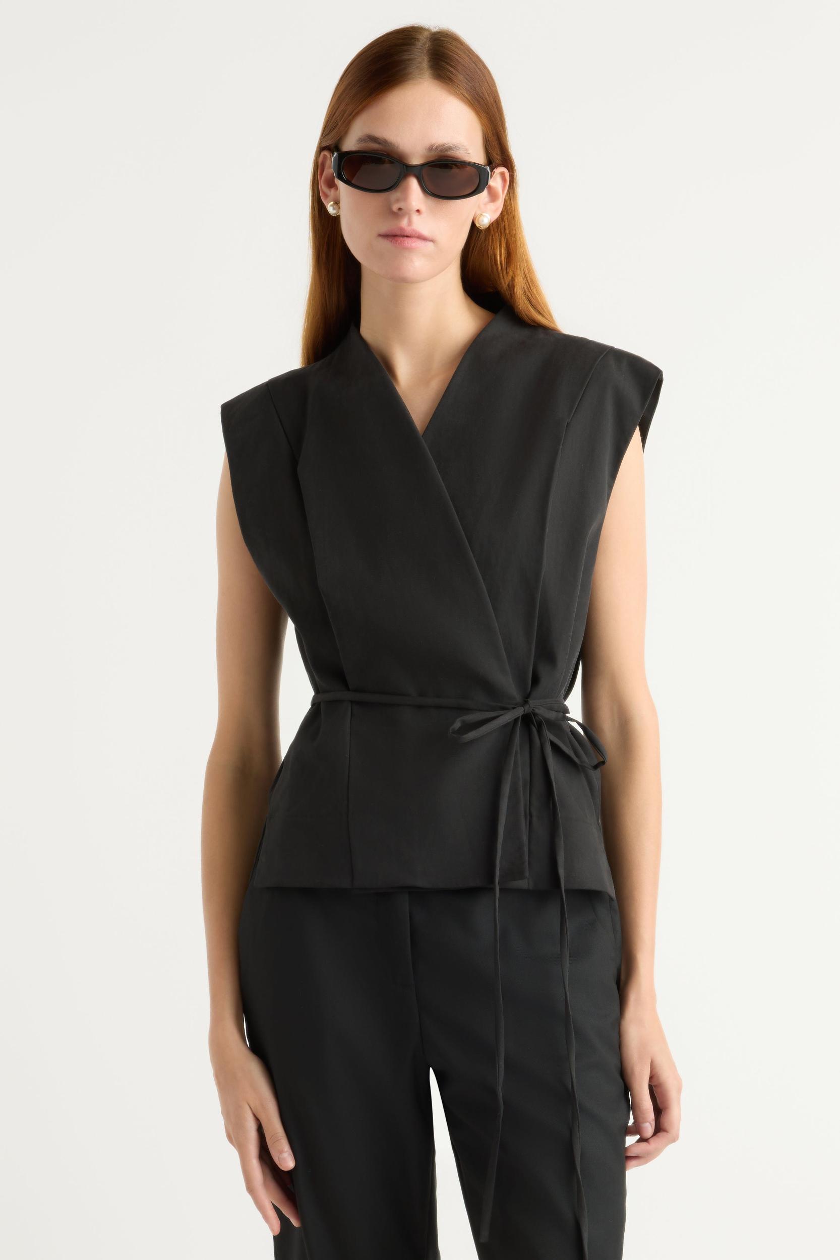Leandra Tencel-Blend Wrap Vest Product Image